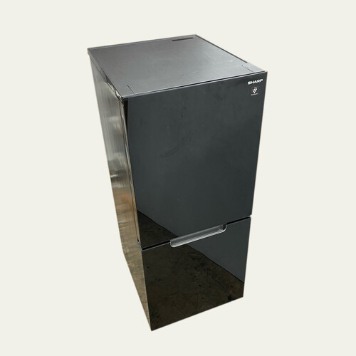 152L ガラスドア 2ドア冷蔵庫 シャープ SJ-GD15H-B 2022年製 つけかえどっちもドア 自動霜取りファン式 ブラック