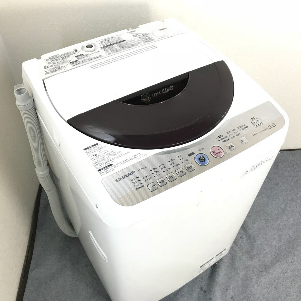 6.0kg 簡易乾燥機能搭載 全自動洗濯機 シャープ ES-GE60K-T ブラウン系