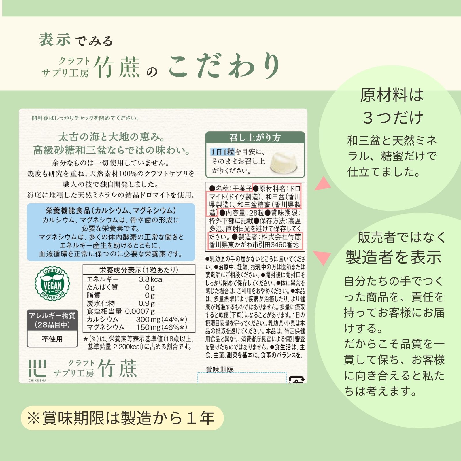 クラフトサプリ天然カルシウム＆マグネシウム 内容量: 28粒