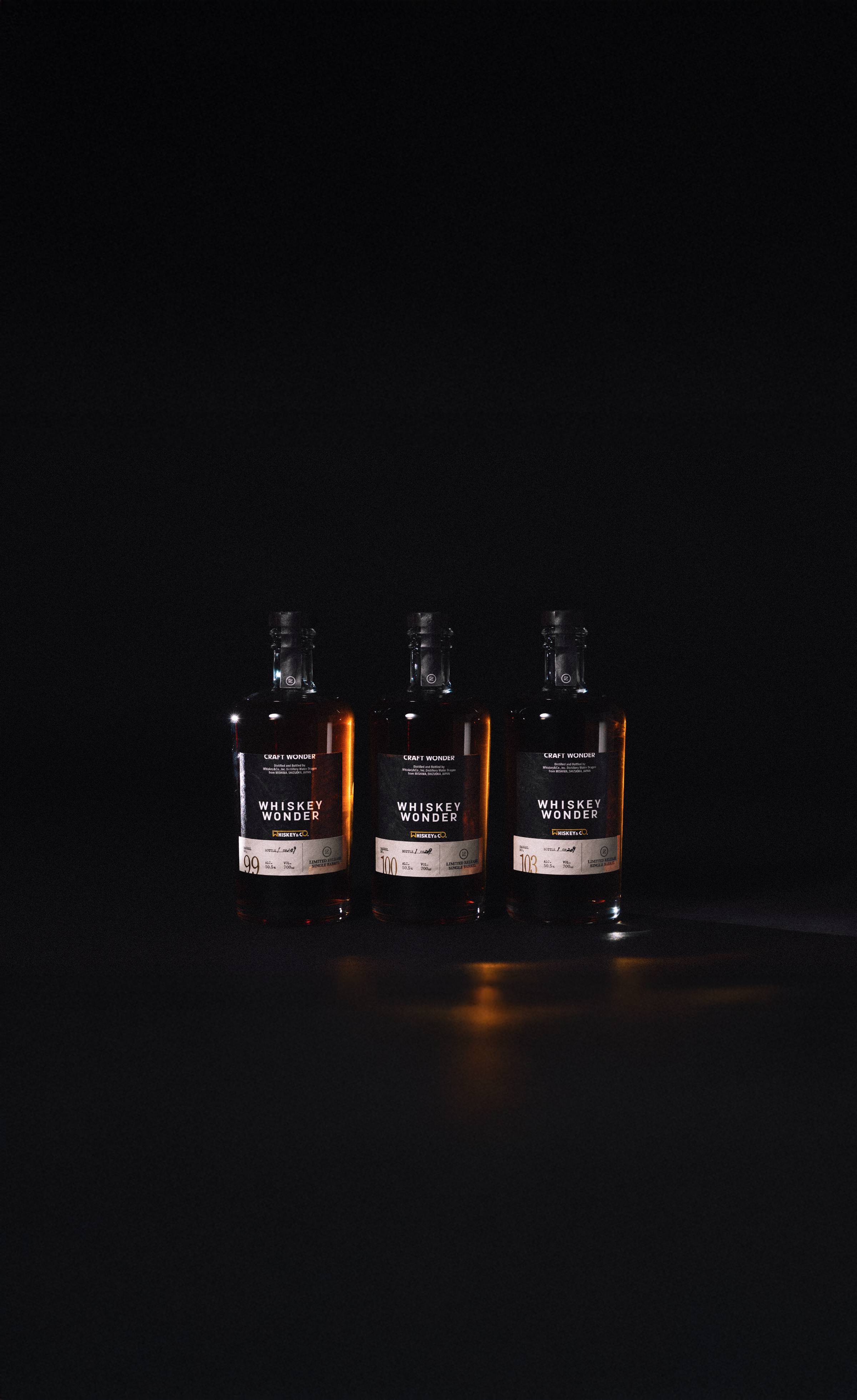 WHISKEY WONDER No.99、No.100、No.103の3本のボトル