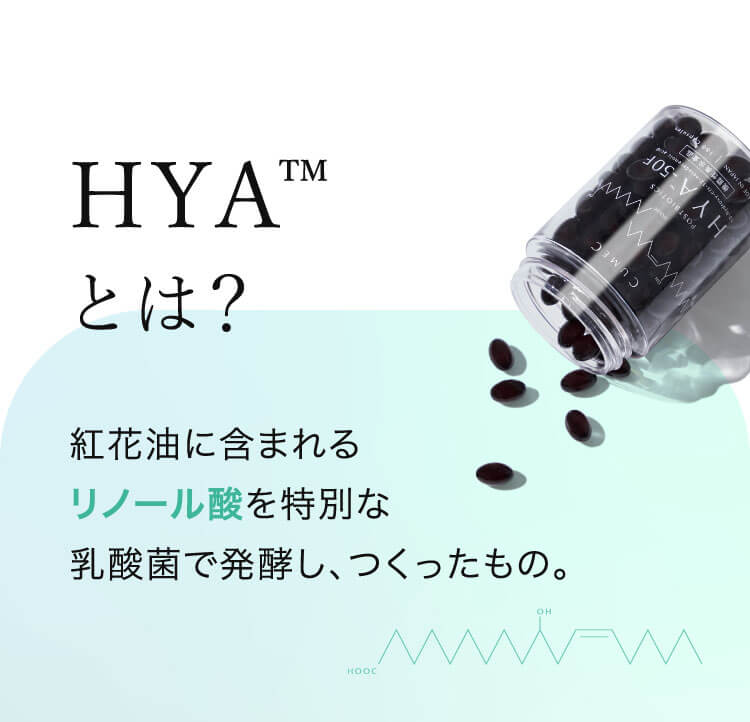 HYA™とは？ 紅花油に含まれるリノール酸を特別な乳酸菌で発酵し、つくったもの。