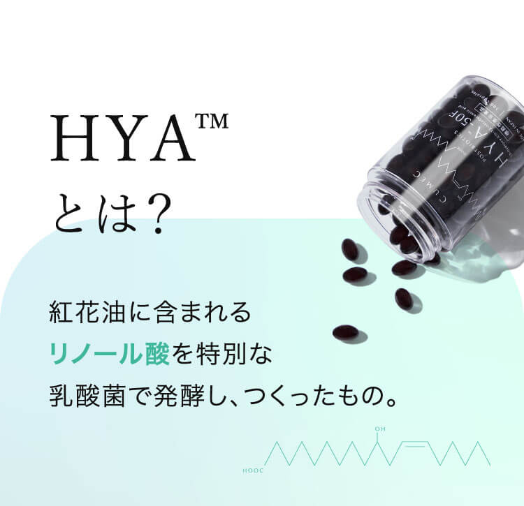HYA™とは？ 紅花油に含まれるリノール酸を特別な乳酸菌で発酵し、つくったもの。