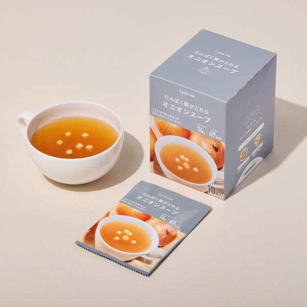 サイクルミー：たんぱく質がとれるオニオンスープの画像