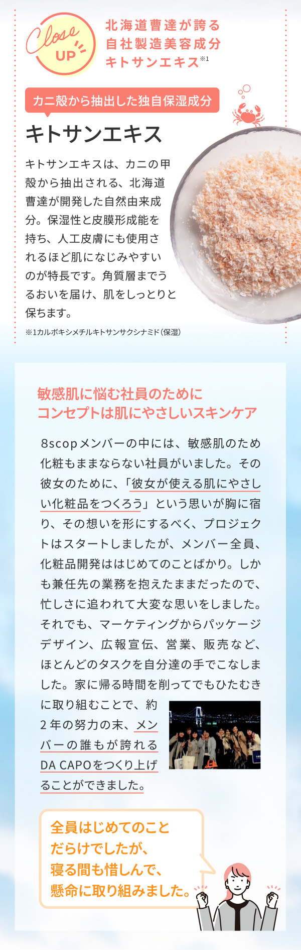 北海道曹達が誇る自社製造美容成分キトサンエキス