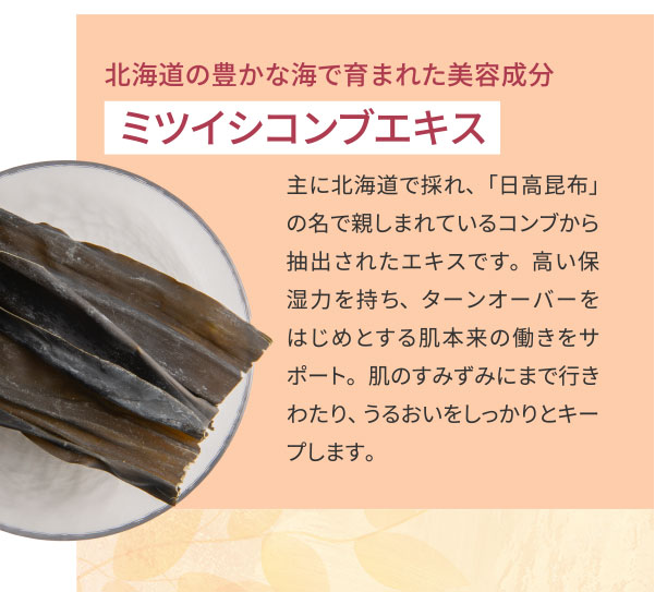 北海道の豊かな海で育まれた美容成分 ミツイシコンブエキス