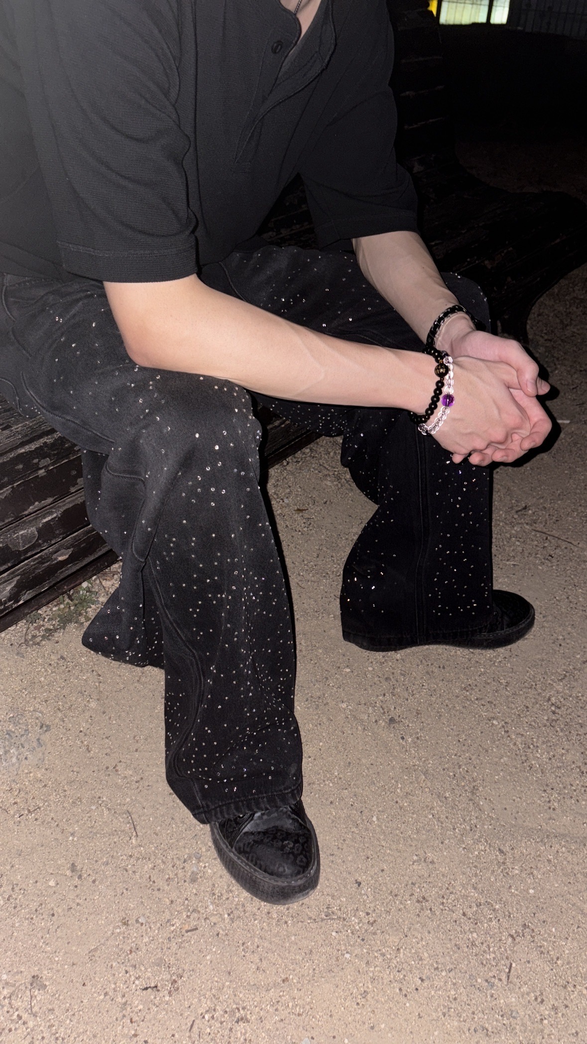 ラメ付きジーンズ