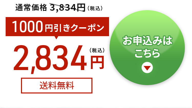 通常価格3,834円→1000円引きクーポン 2,834円【送料無料】お申込みはこちら