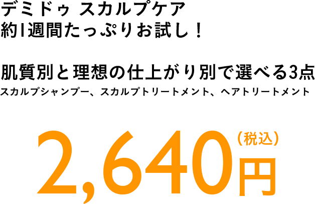 デミドゥ スカルプケア 約1週間たっぷりお試し！肌質別と理想の仕上がり別で選べる3点 スカルプシャンプー、スカルプトリートメント、ヘアトリートメント