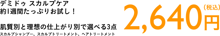 デミドゥ スカルプケア 約1週間たっぷりお試し！肌質別と理想の仕上がり別で選べる3点 スカルプシャンプー、スカルプトリートメント、ヘアトリートメント