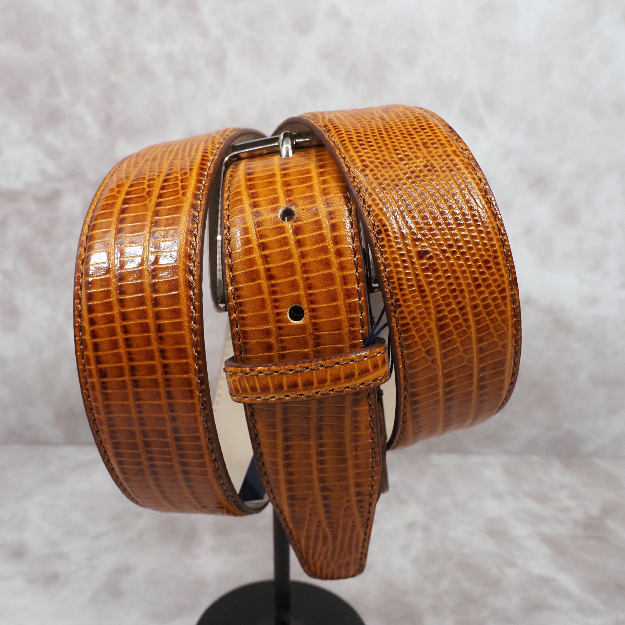 イタリア製 本牛革ベルト【オレンジ】