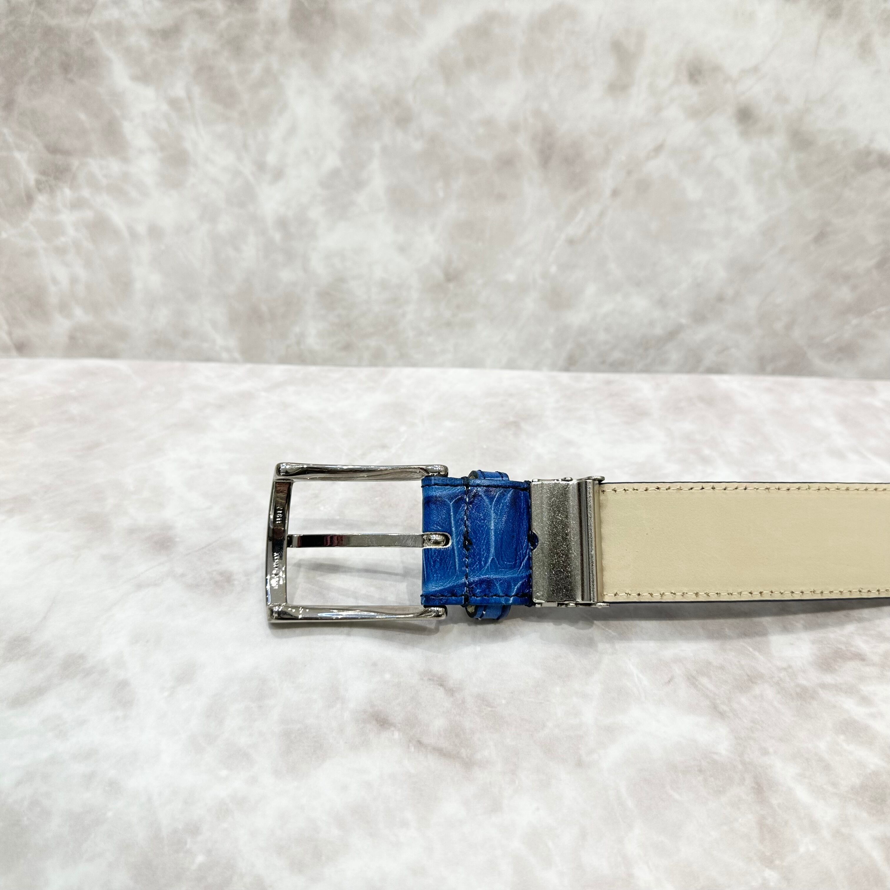 イタリア製 本牛革ベルト【ブルー】