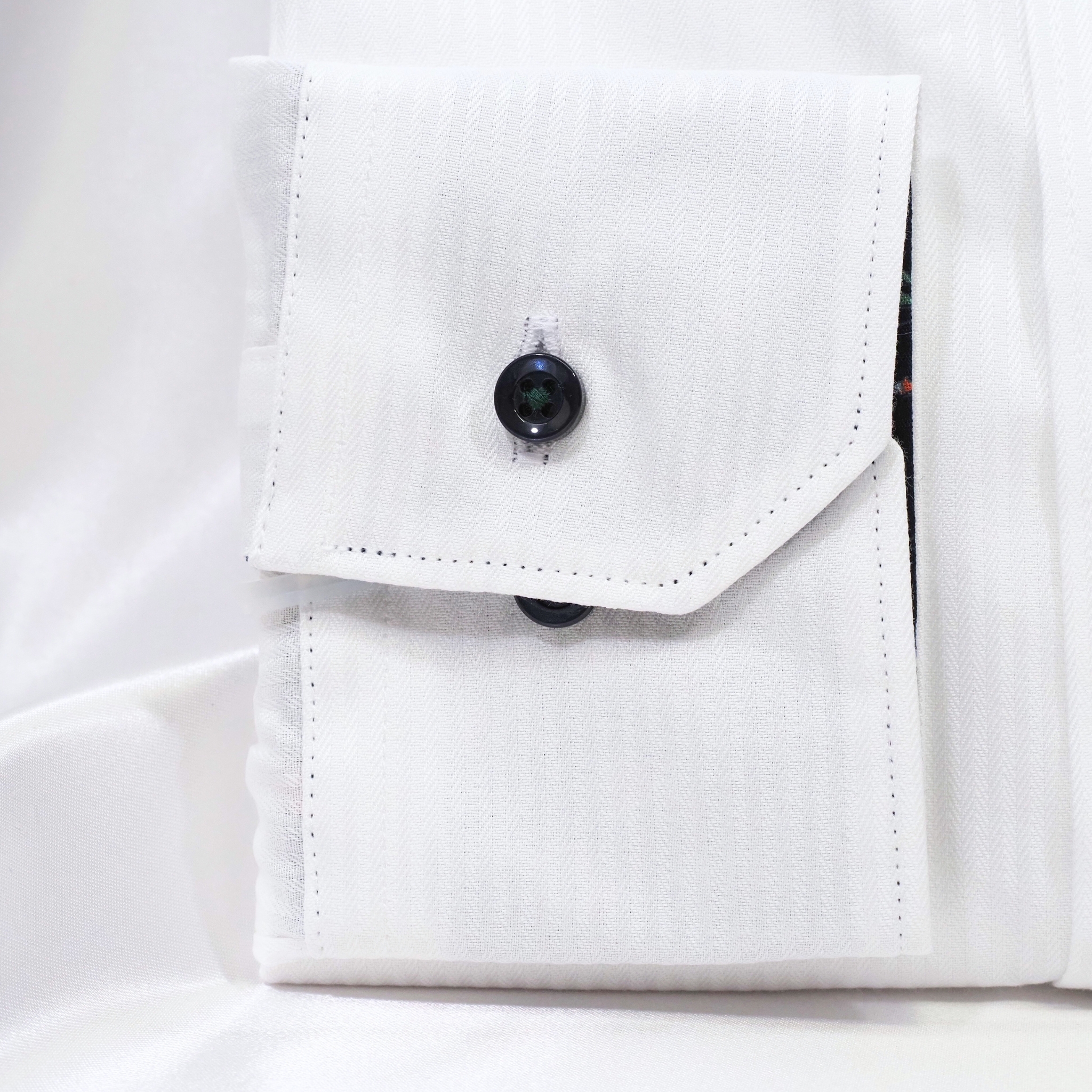 【長袖 L】左カフスブル—バード刺繍シャツ