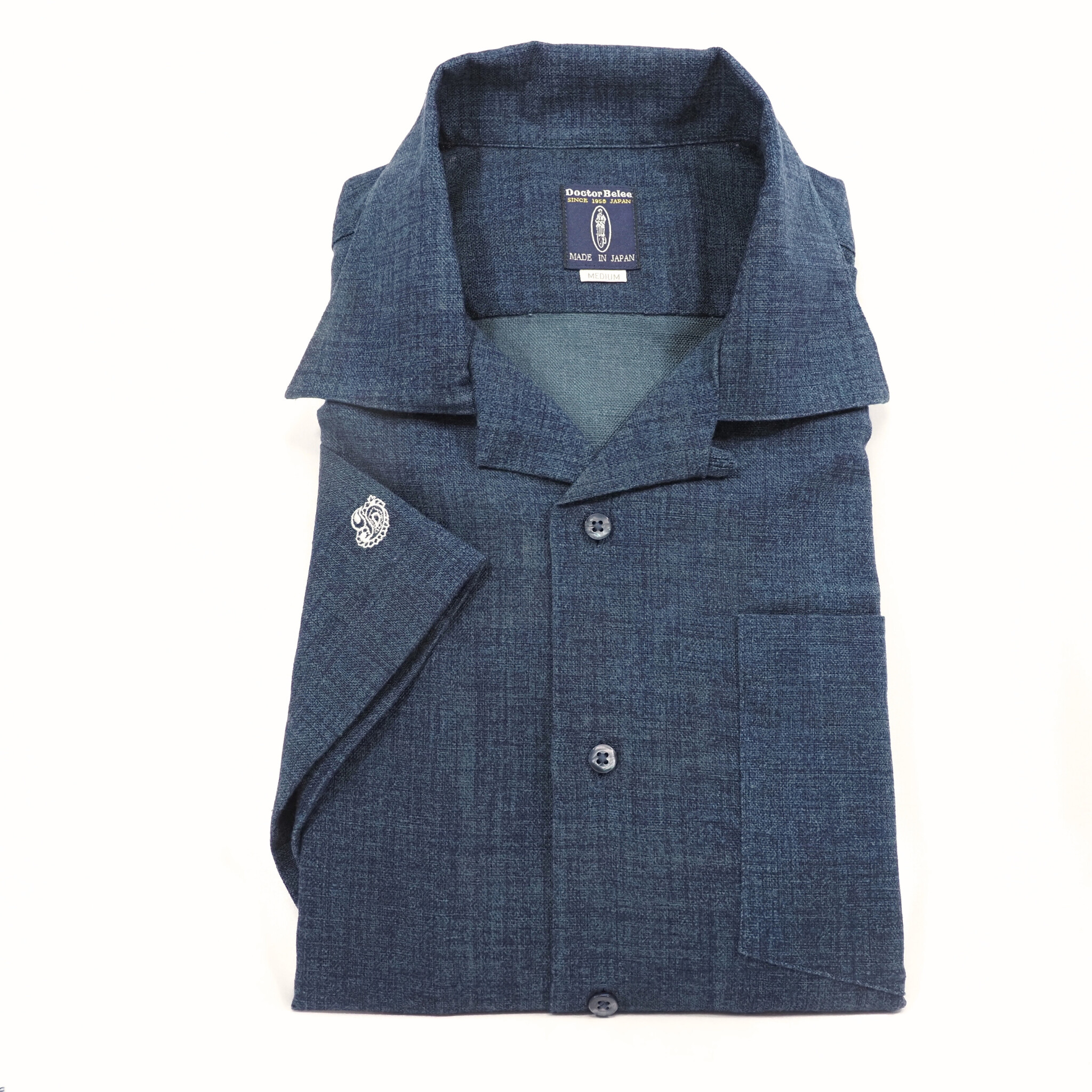 【開襟シャツ 半袖 L】 N325108 ネイビー