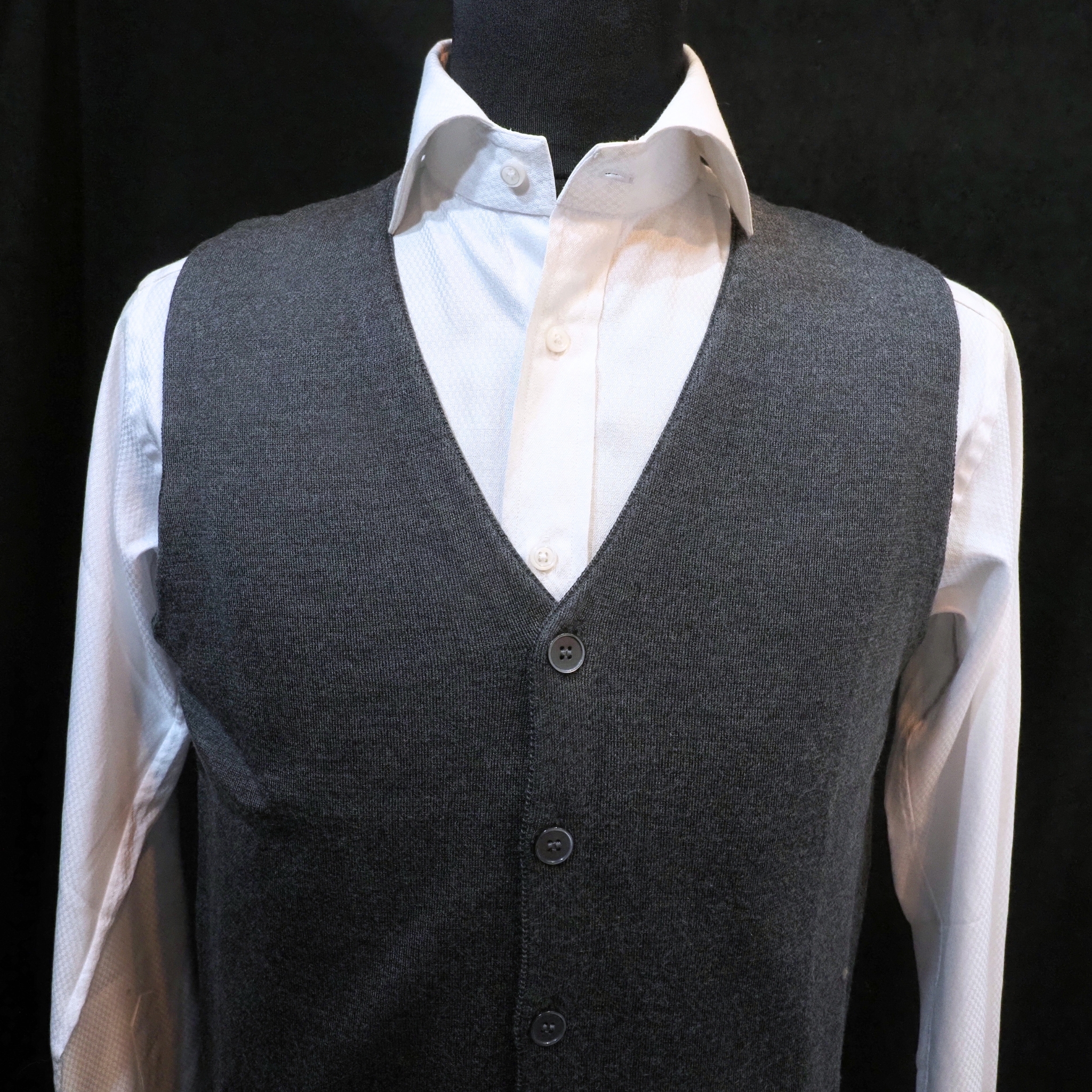 【オリジナルニットベスト L】チャコール KN5103-25DB-4