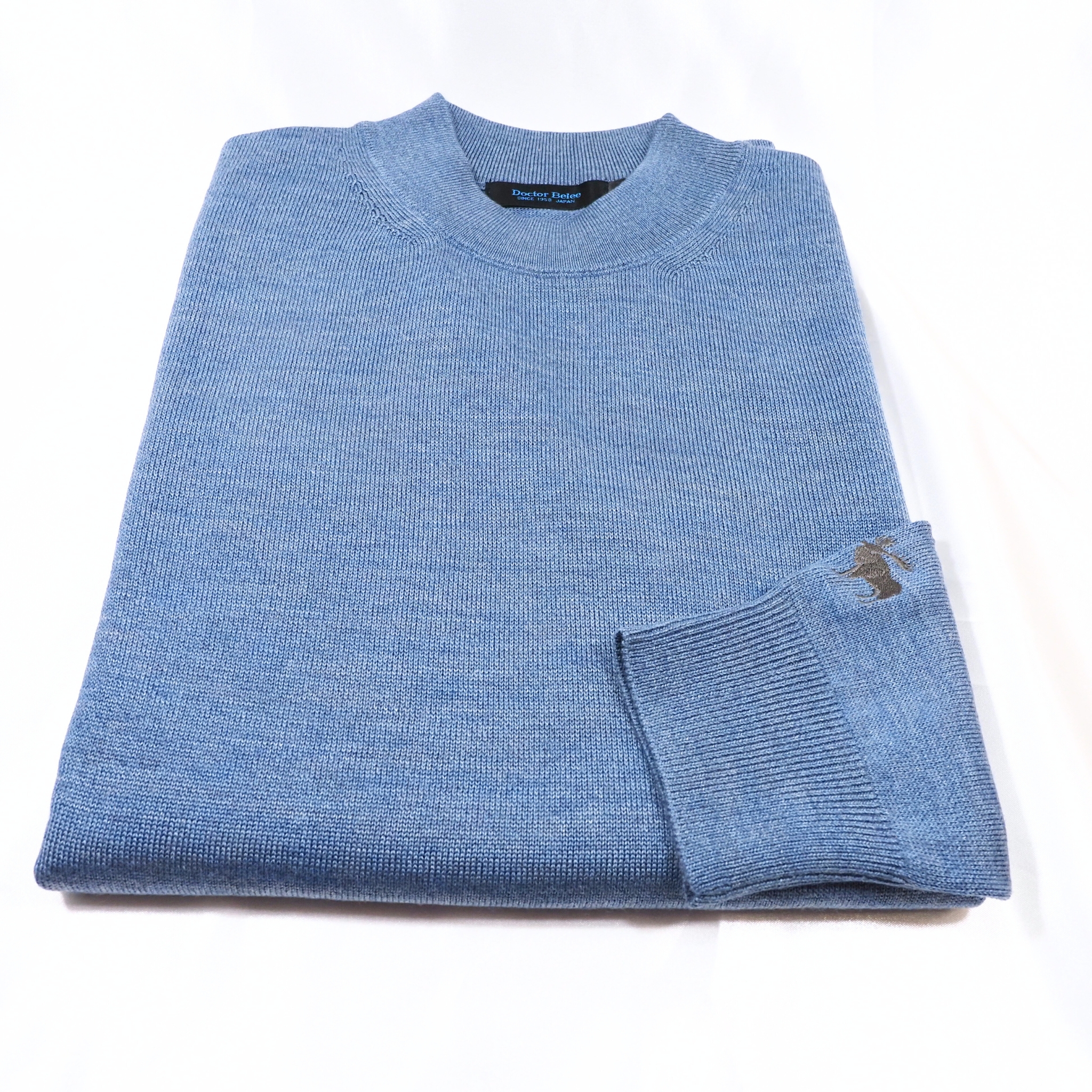 【オリジナルモックネックニット Mサイズ】ブルーグレー KN5101-25DB-4