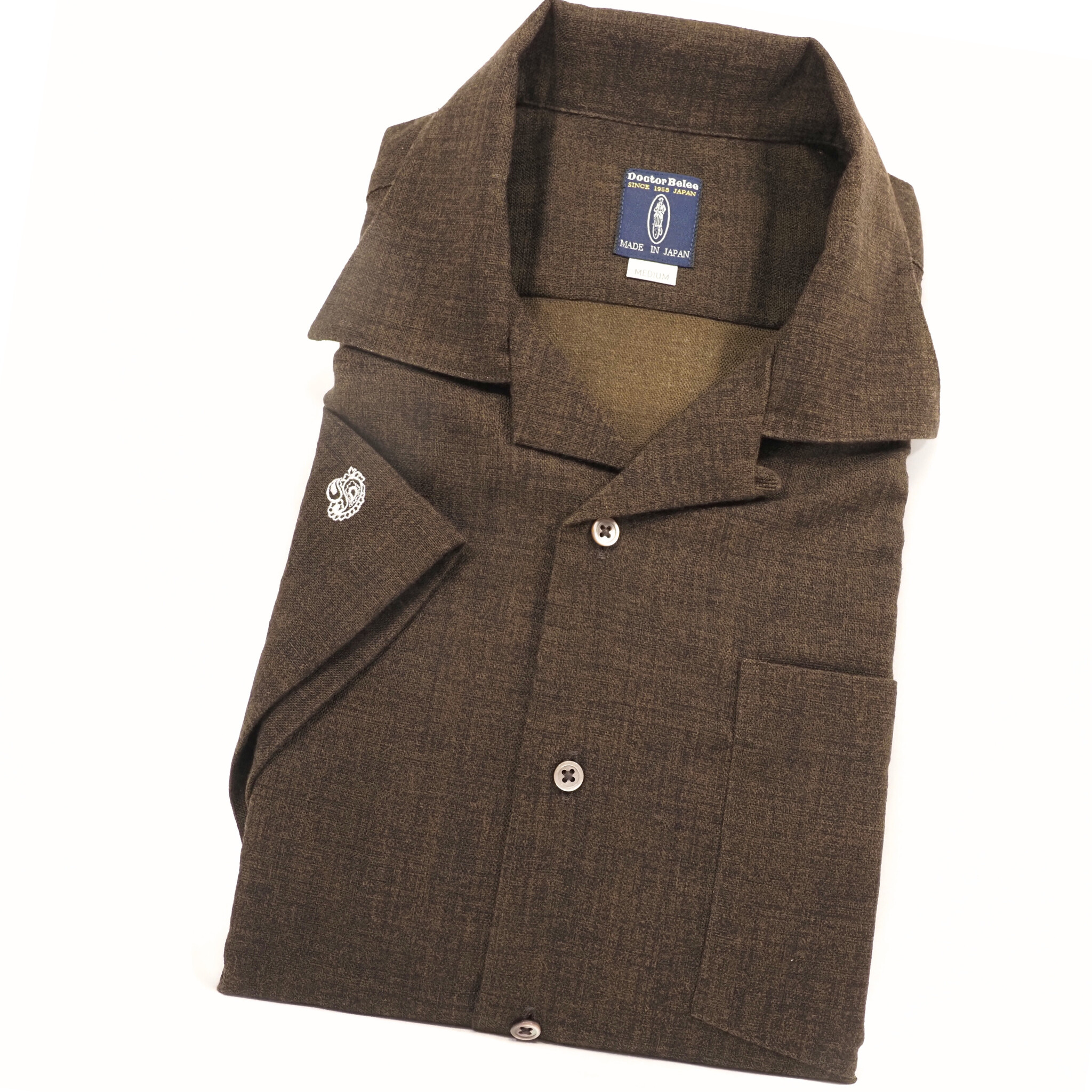 【開襟シャツ 半袖 M】 N325107 ブラウン