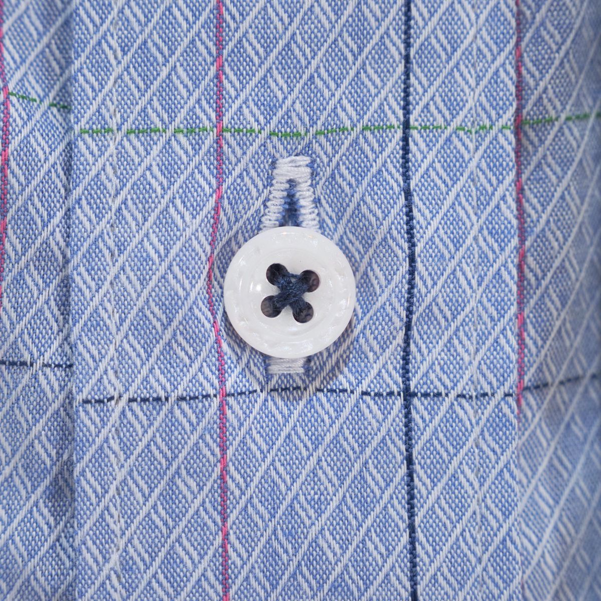 左カフス音符刺繍 長袖シャツ｜サックスブルー・3L