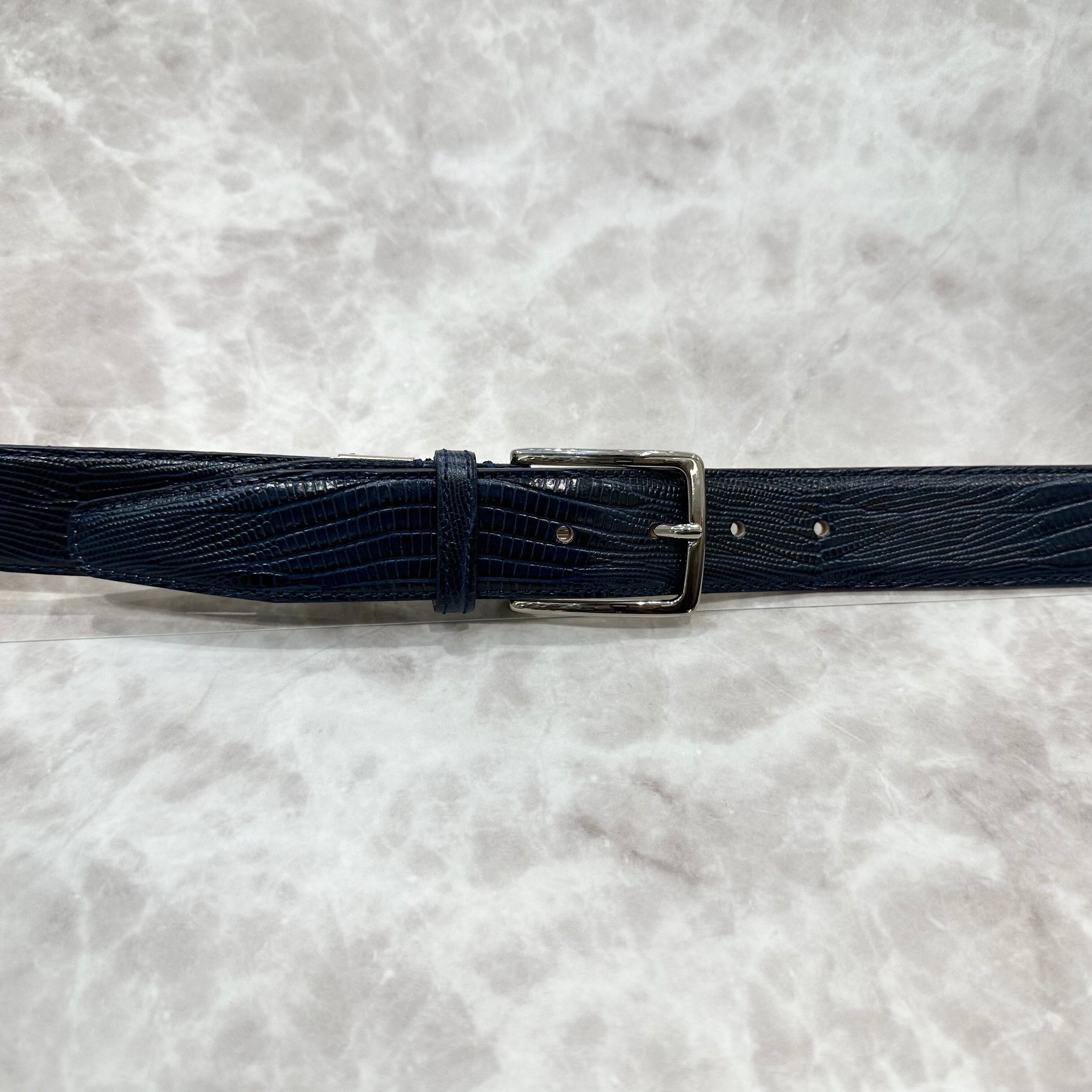 イタリア製 本牛革ベルト【ネイビー】