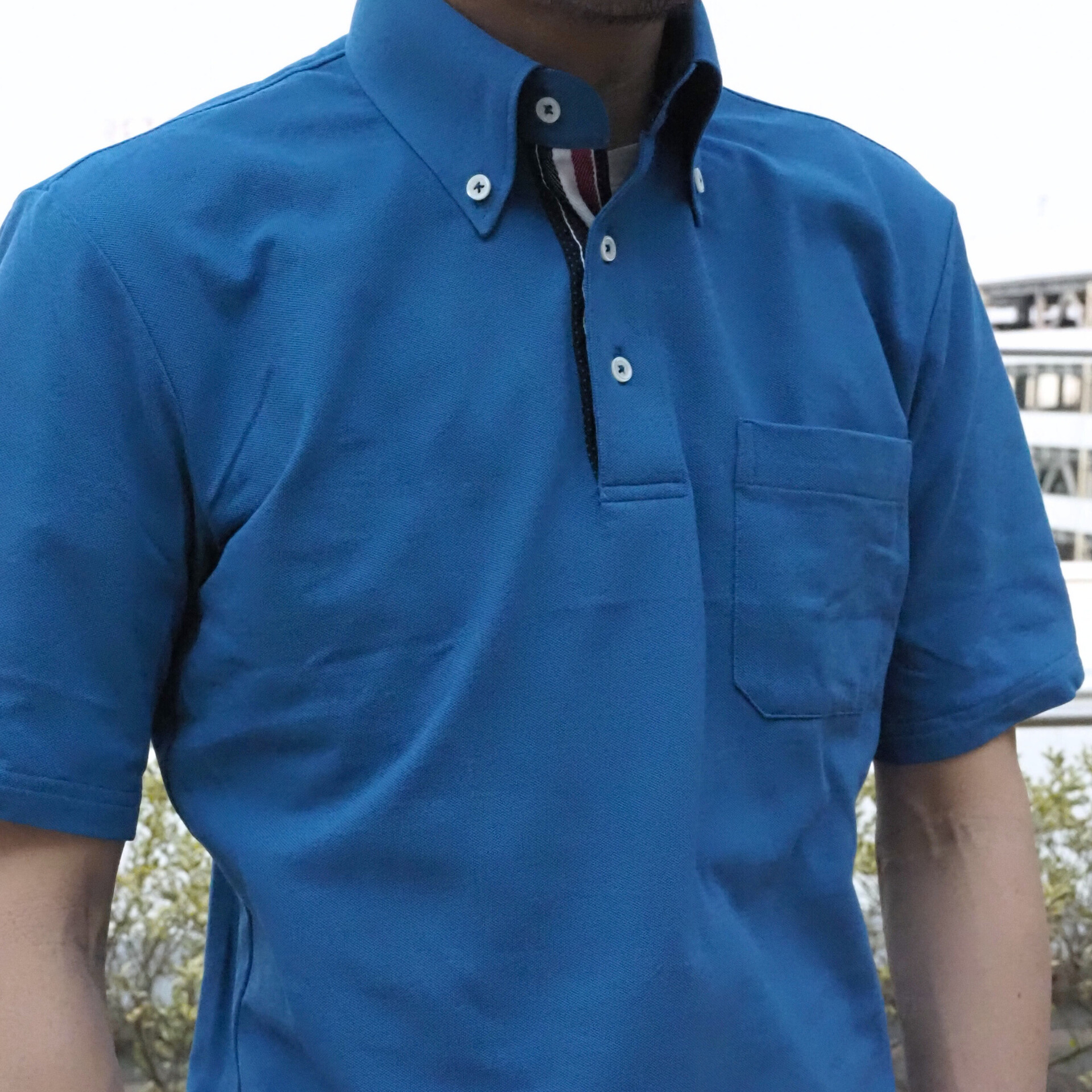 【半袖 L】ニットポロシャツ　324981-2  ブルー