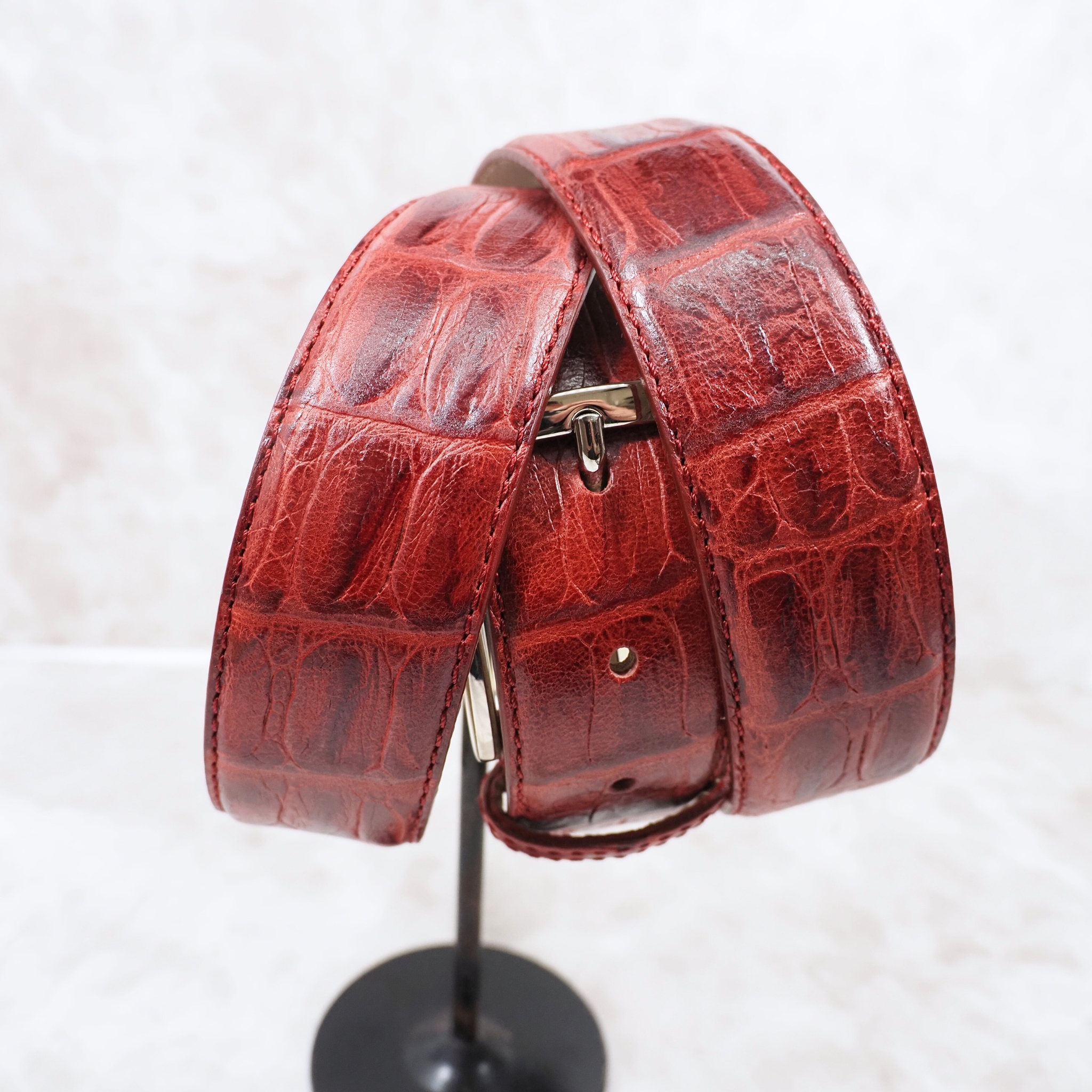 イタリア製 本牛革ベルト【レッド】