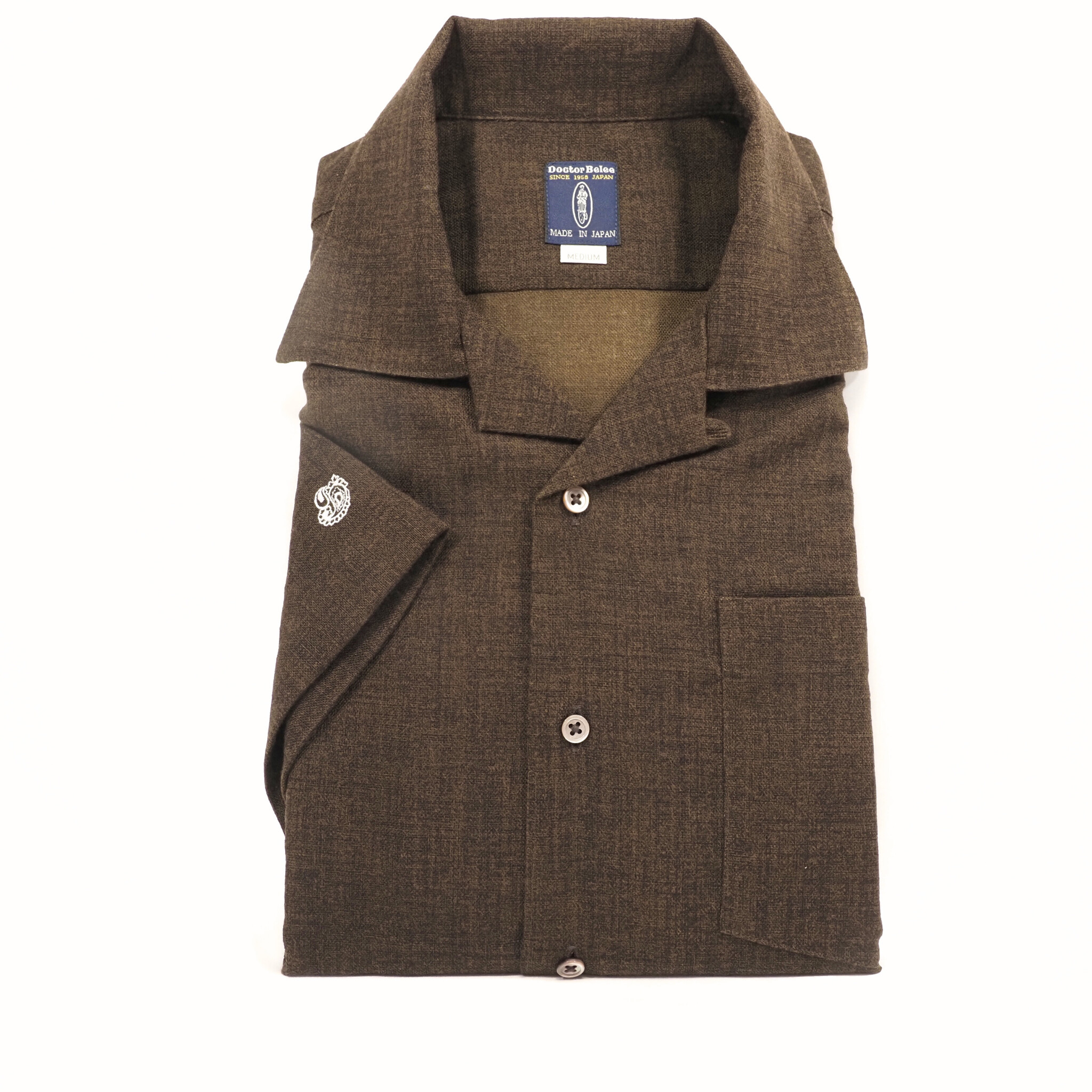 【開襟シャツ 半袖 L】 N325107 ブラウン