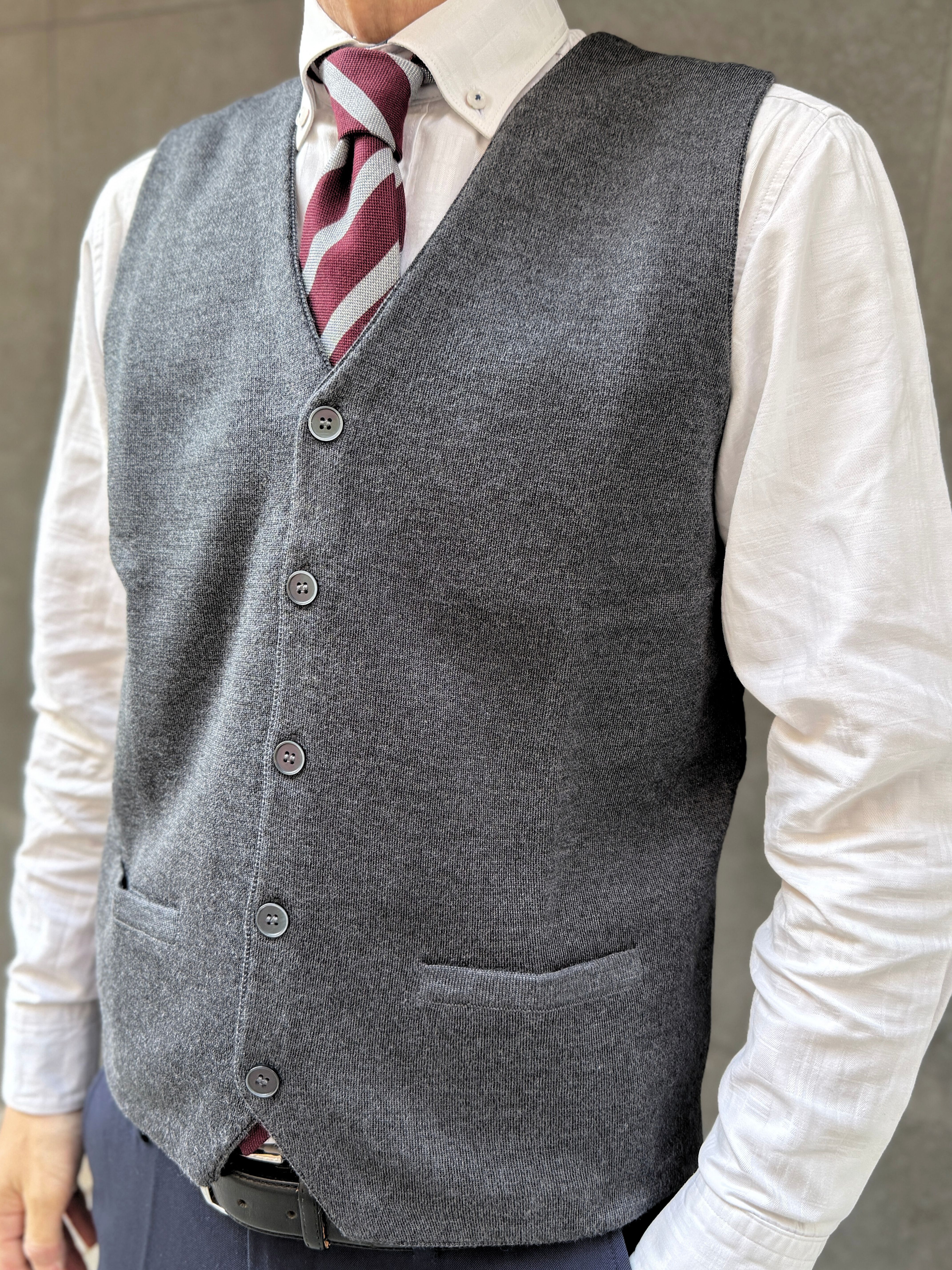 【オリジナルニットベスト M】チャコール KN5103-25DB-4