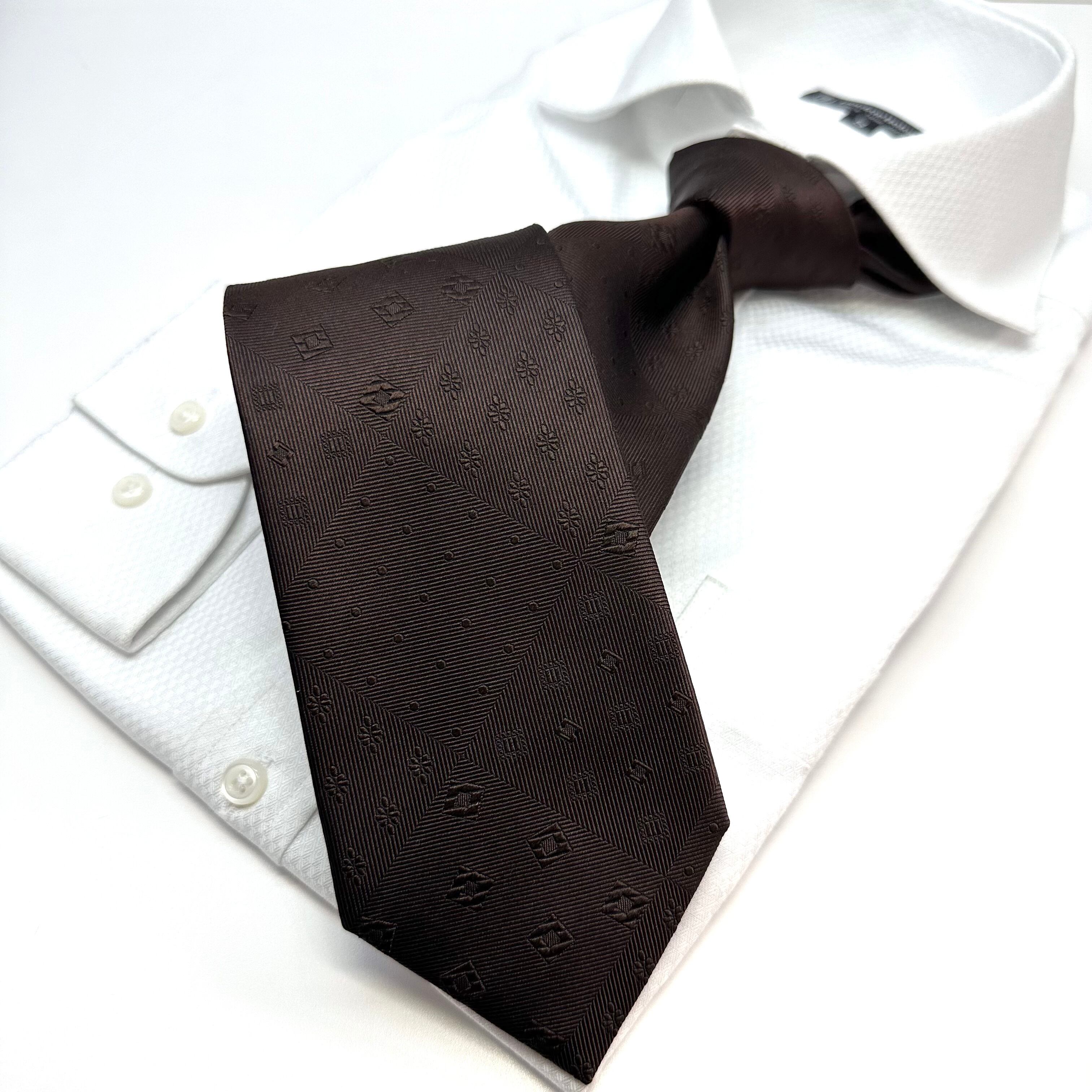 パッチワーク風ソリッドタイ【ブラウン】