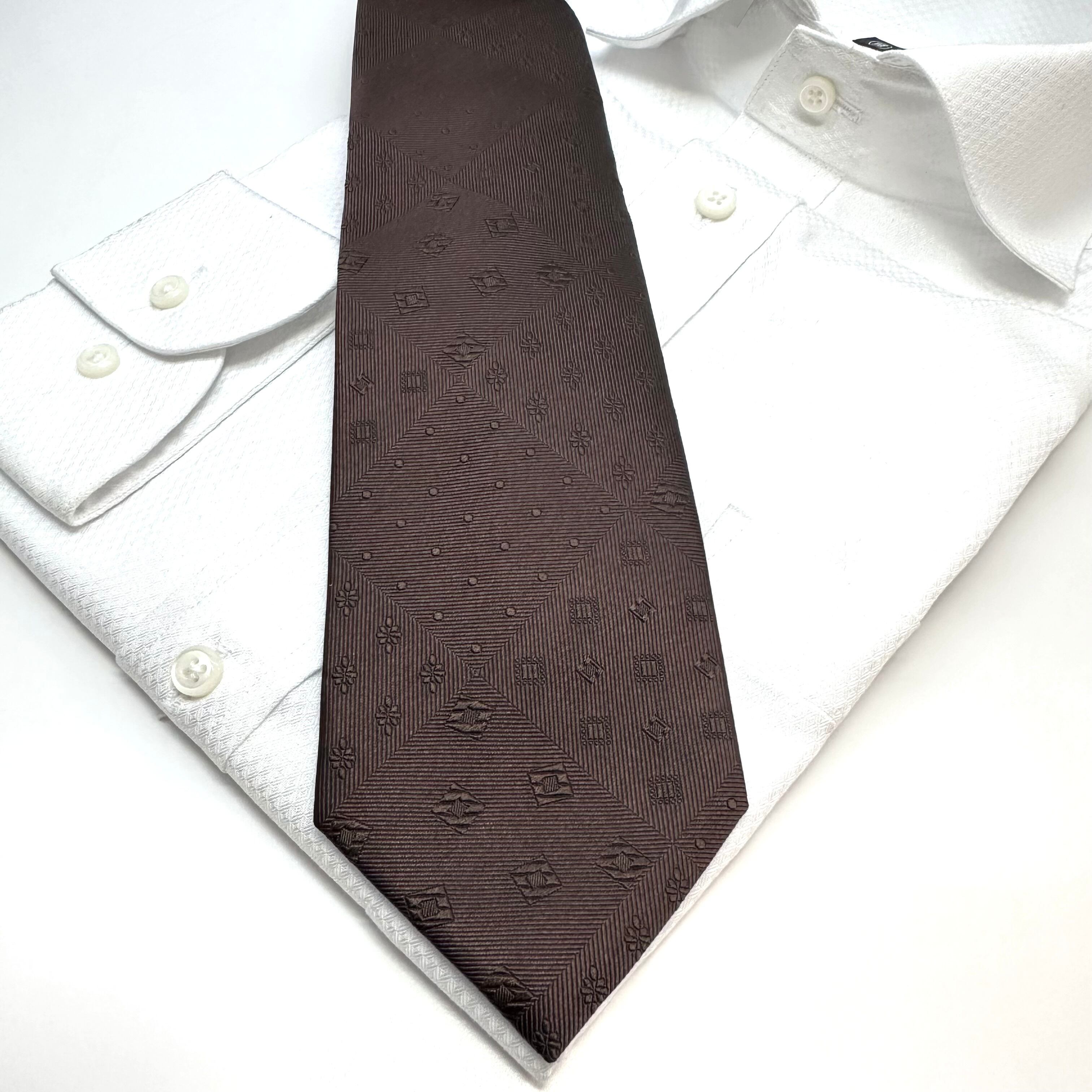 パッチワーク風ソリッドタイ【ブラウン】