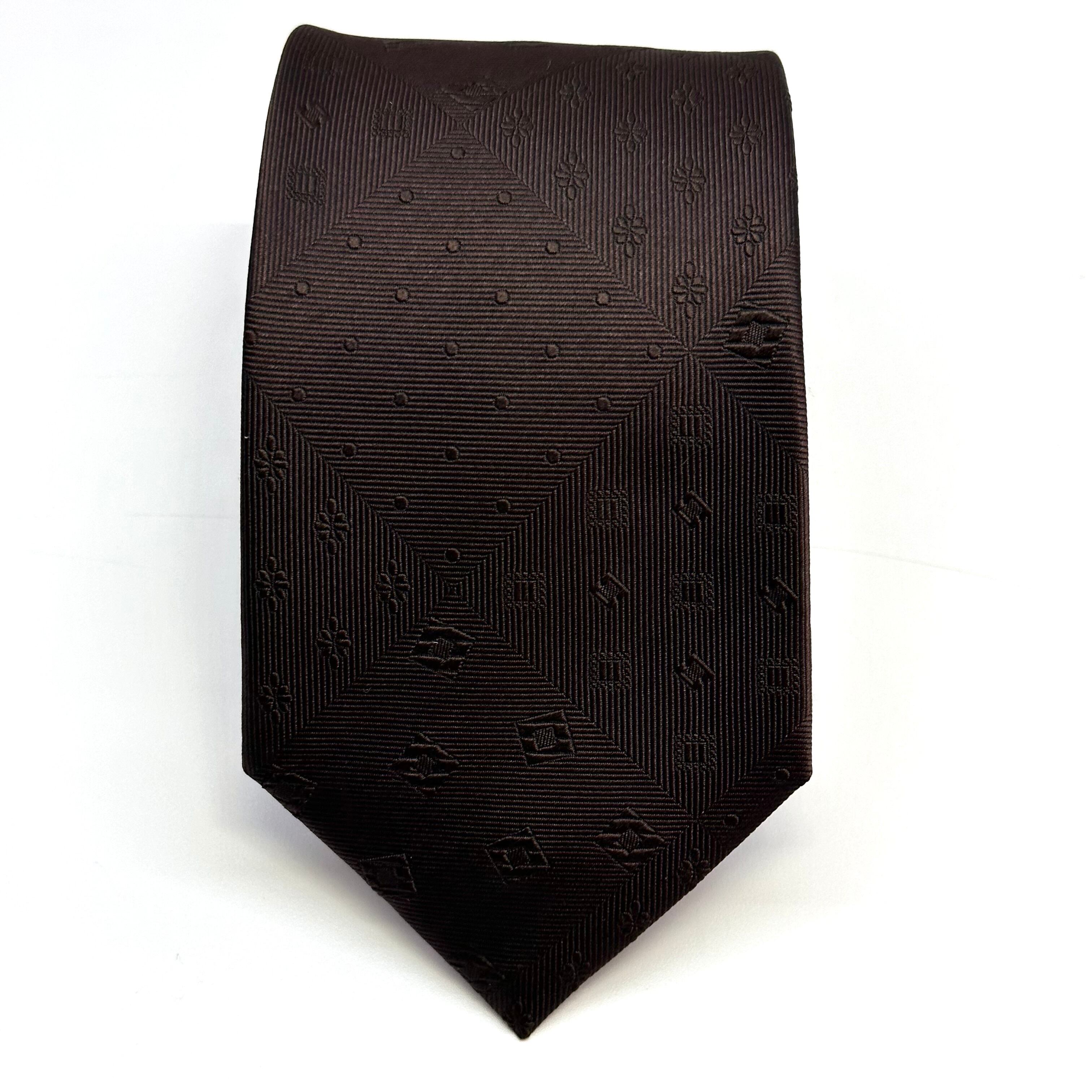 パッチワーク風ソリッドタイ【ブラウン】