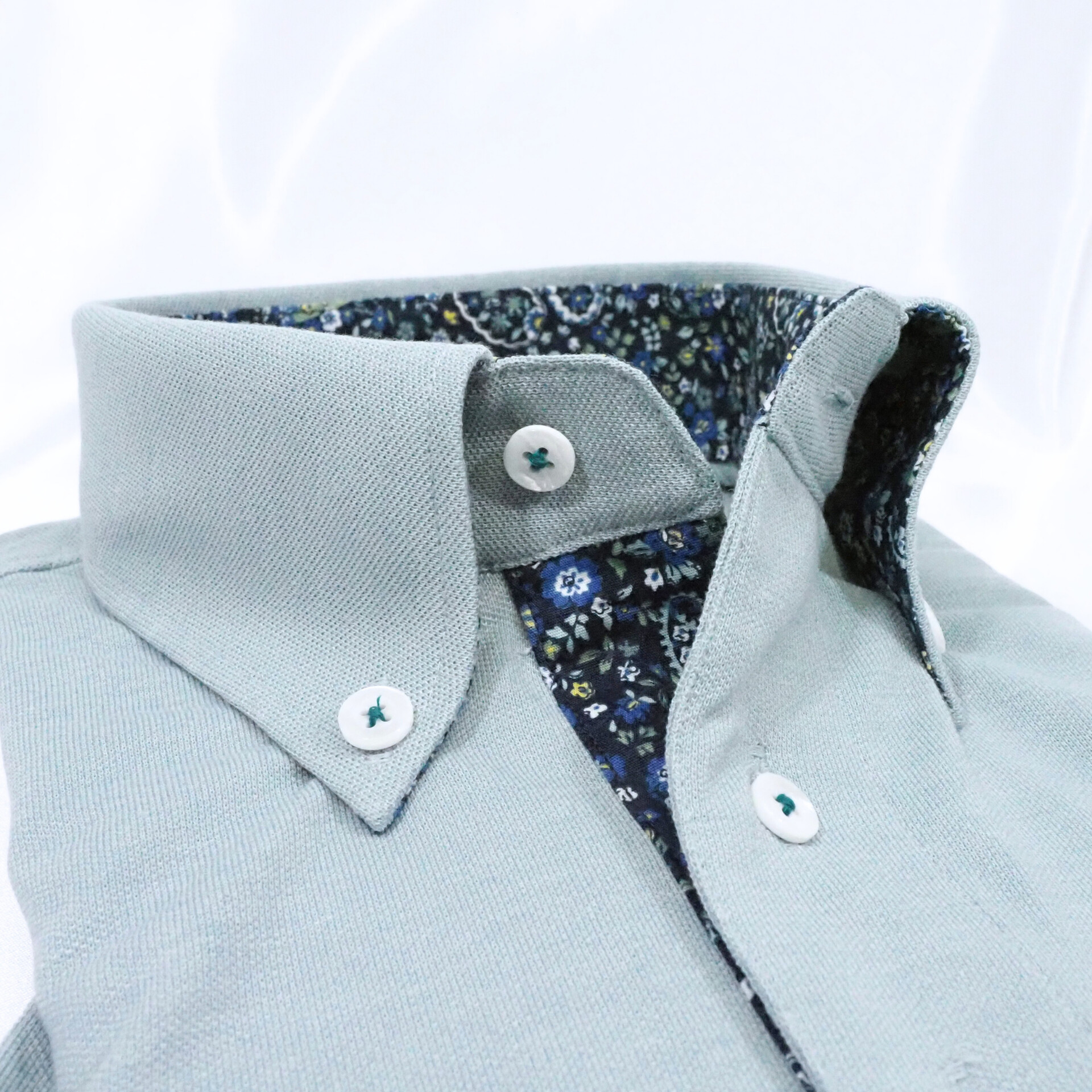 【半袖 L】ニットポロシャツ　324983-1　パールグリーン