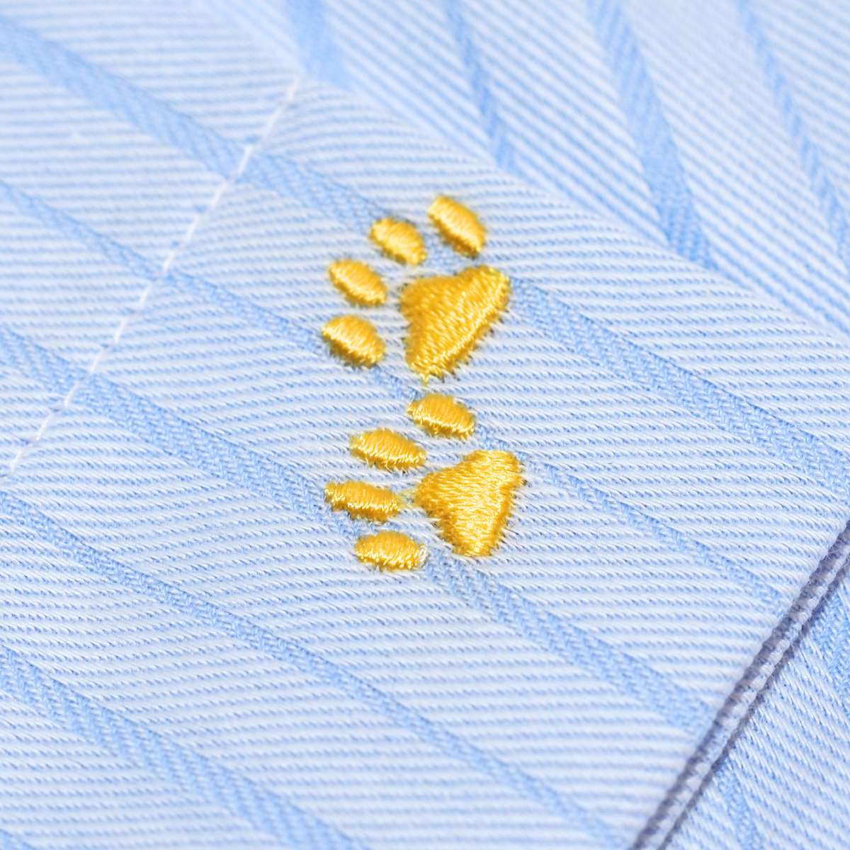イージーケア左袖肉球刺繍 半袖シャツ｜ブルー・3L