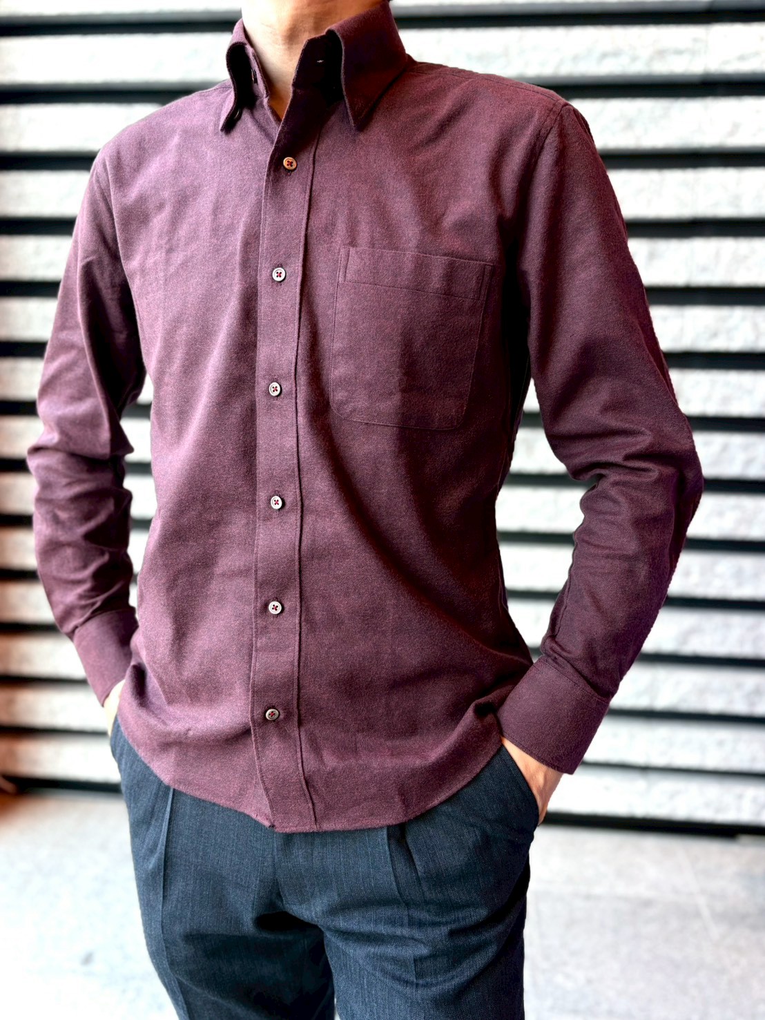 【ブラッシュドコットン LL】ビジネスカジュアルシャツ長袖 N325123