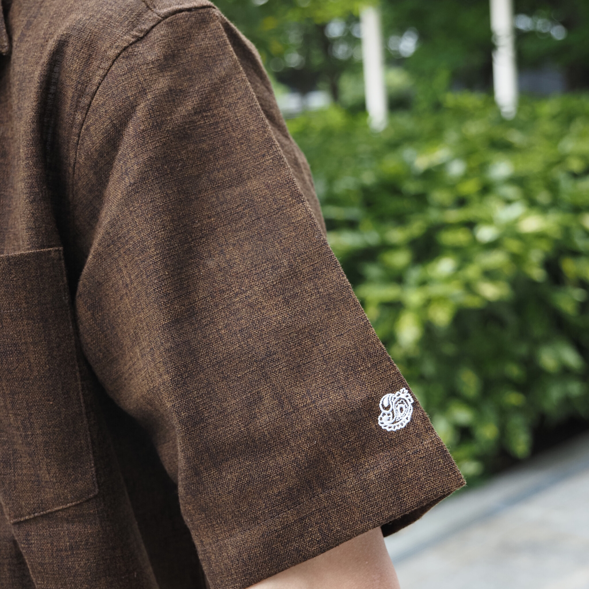 【開襟シャツ 半袖 L】 N325107 ブラウン