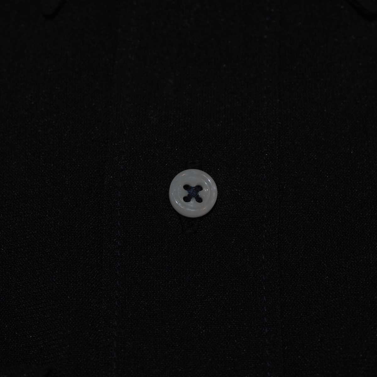ノーアイロン メランジポリ フラッグハート刺繍 オフィスカジュアルシャツ｜ネイビー・3L