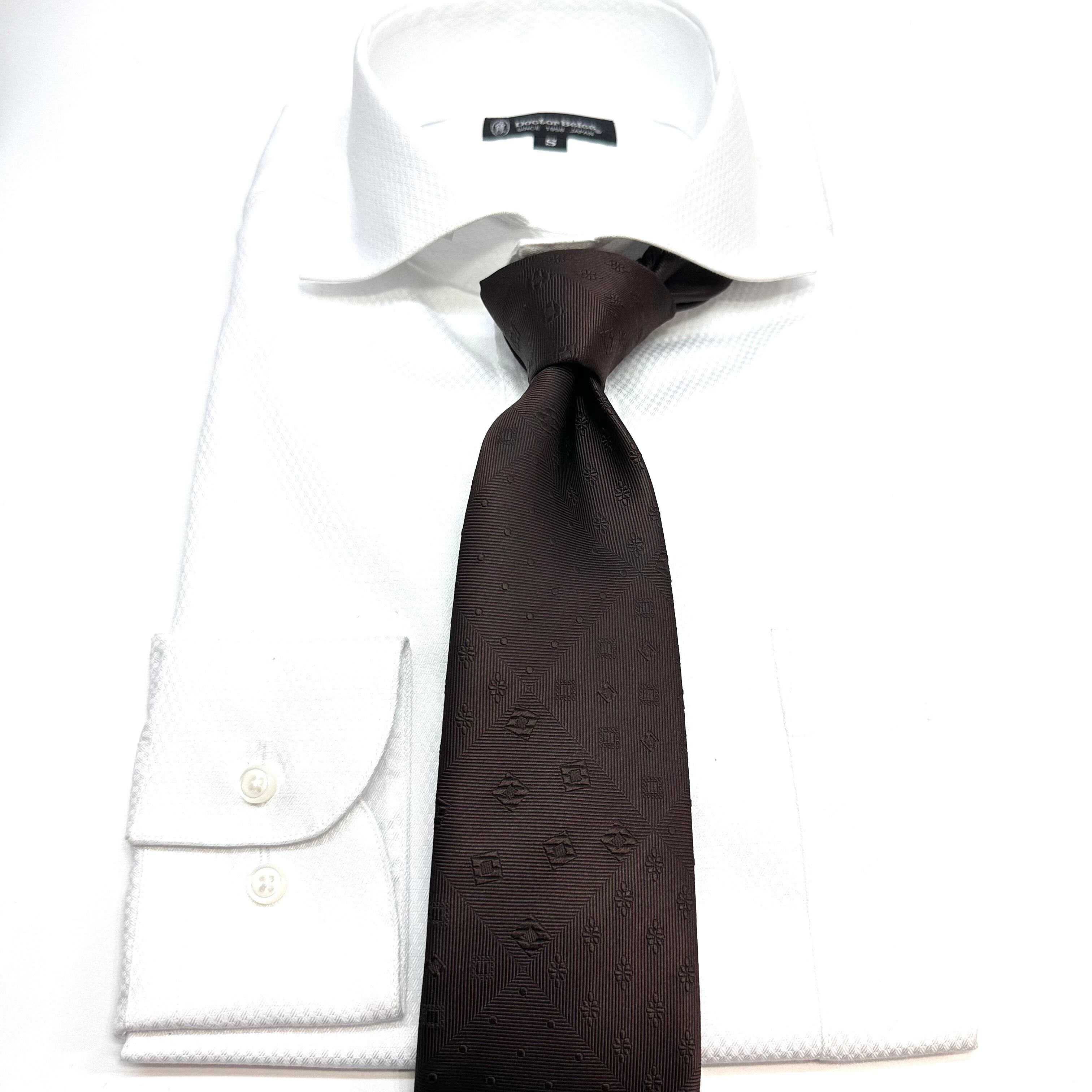 パッチワーク風ソリッドタイ【ブラウン】