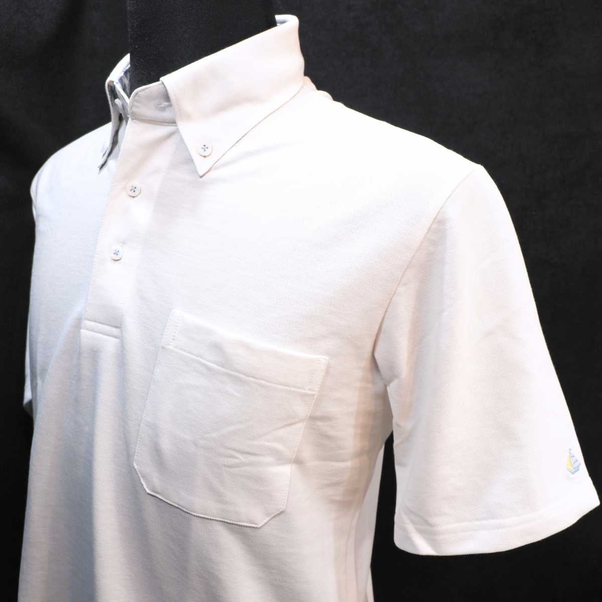 【半袖 L】ニットポロシャツ　N326111 ホワイト