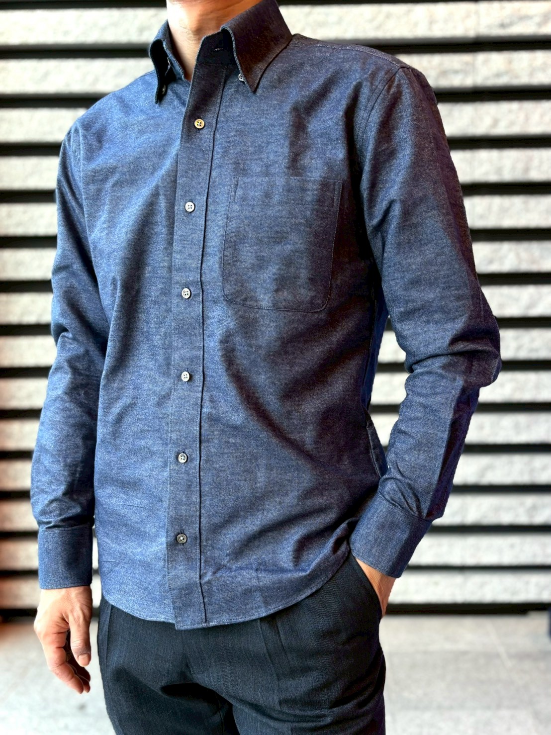 【ブラッシュドコットン L】ビジネスカジュアルシャツ長袖 N325121