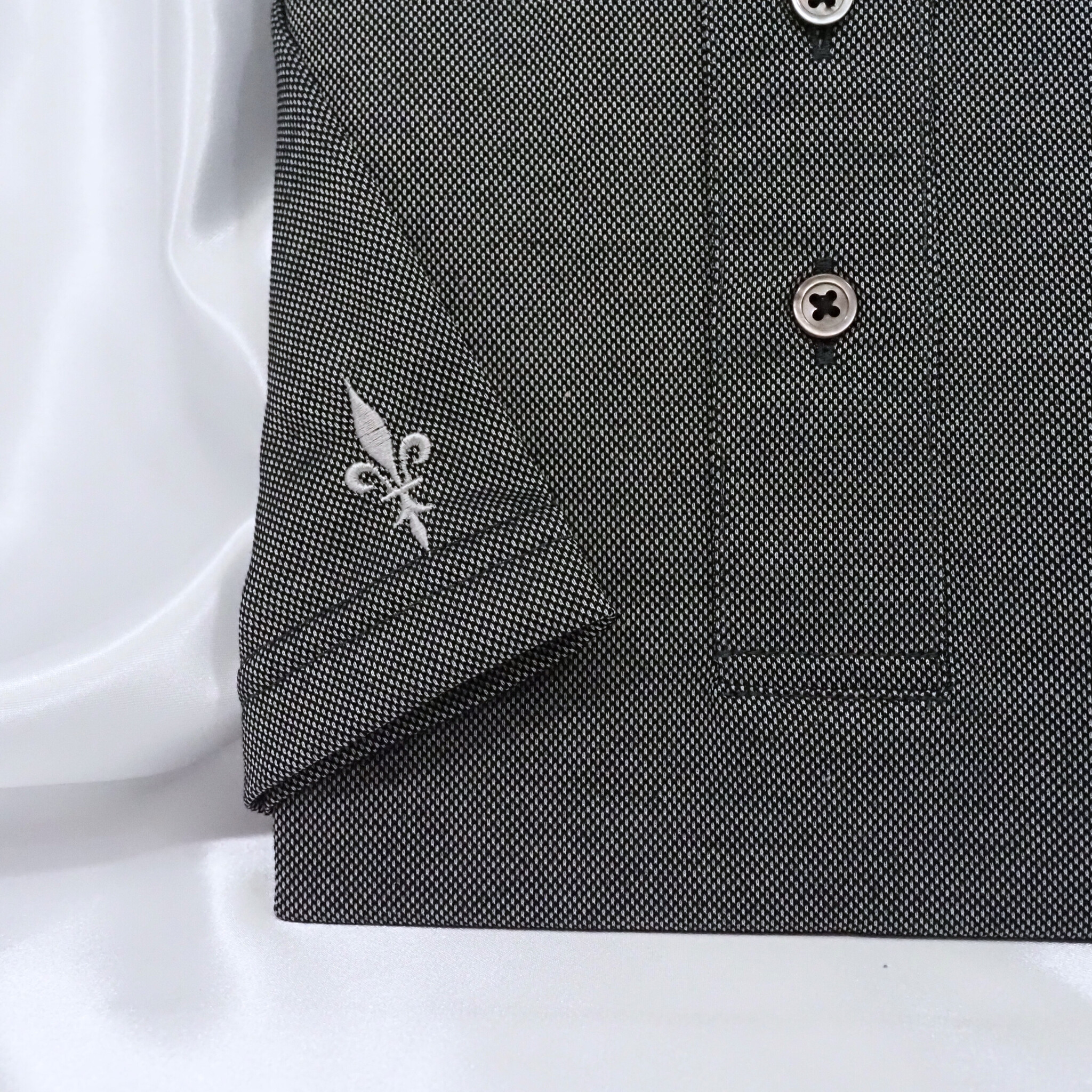 【半袖 L】ニットポロシャツ　324988-2　ブラックモク