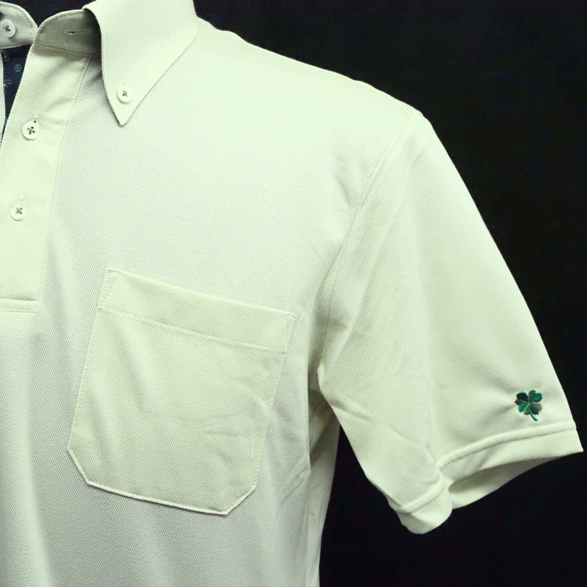 【半袖 M】ニットポロシャツ　324987-2　ライトグリーン