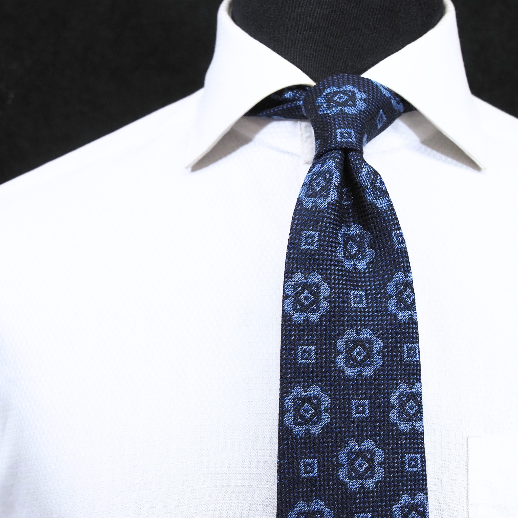 ブルーネームタイ コットン・ウール混