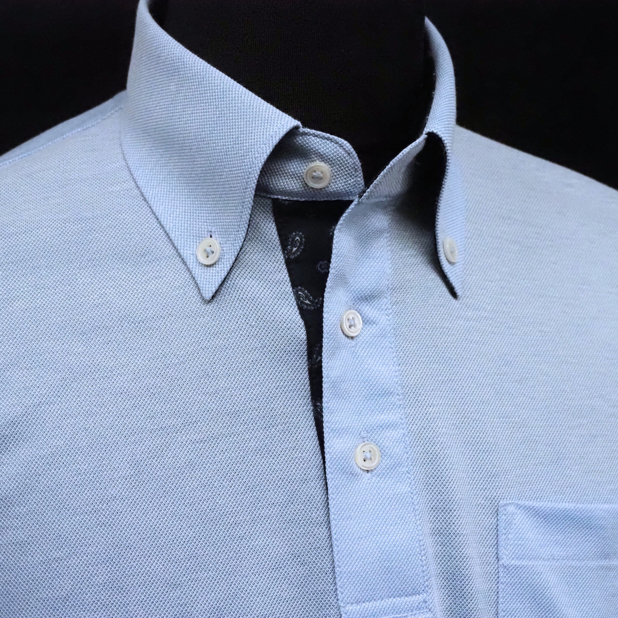 【半袖 L】ニットポロシャツ　324987-1　モクスカイ