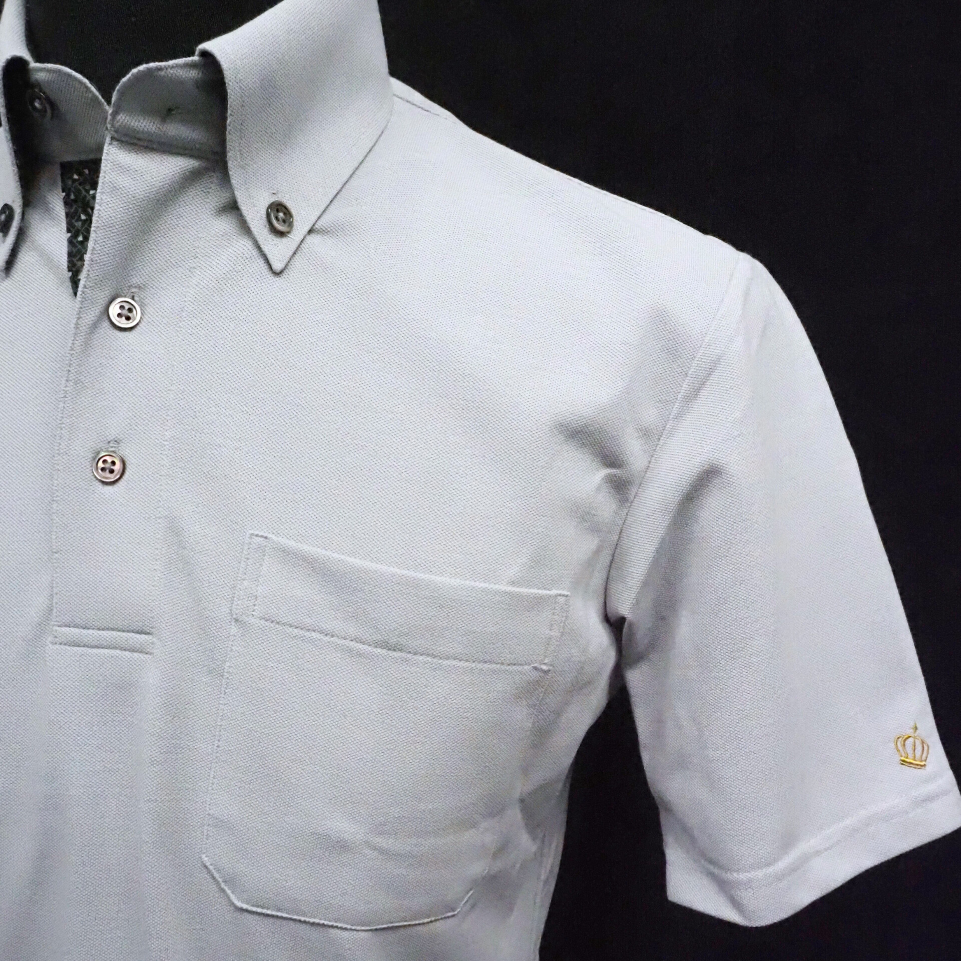 【半袖 L】ニットポロシャツ　324982-3  グレー