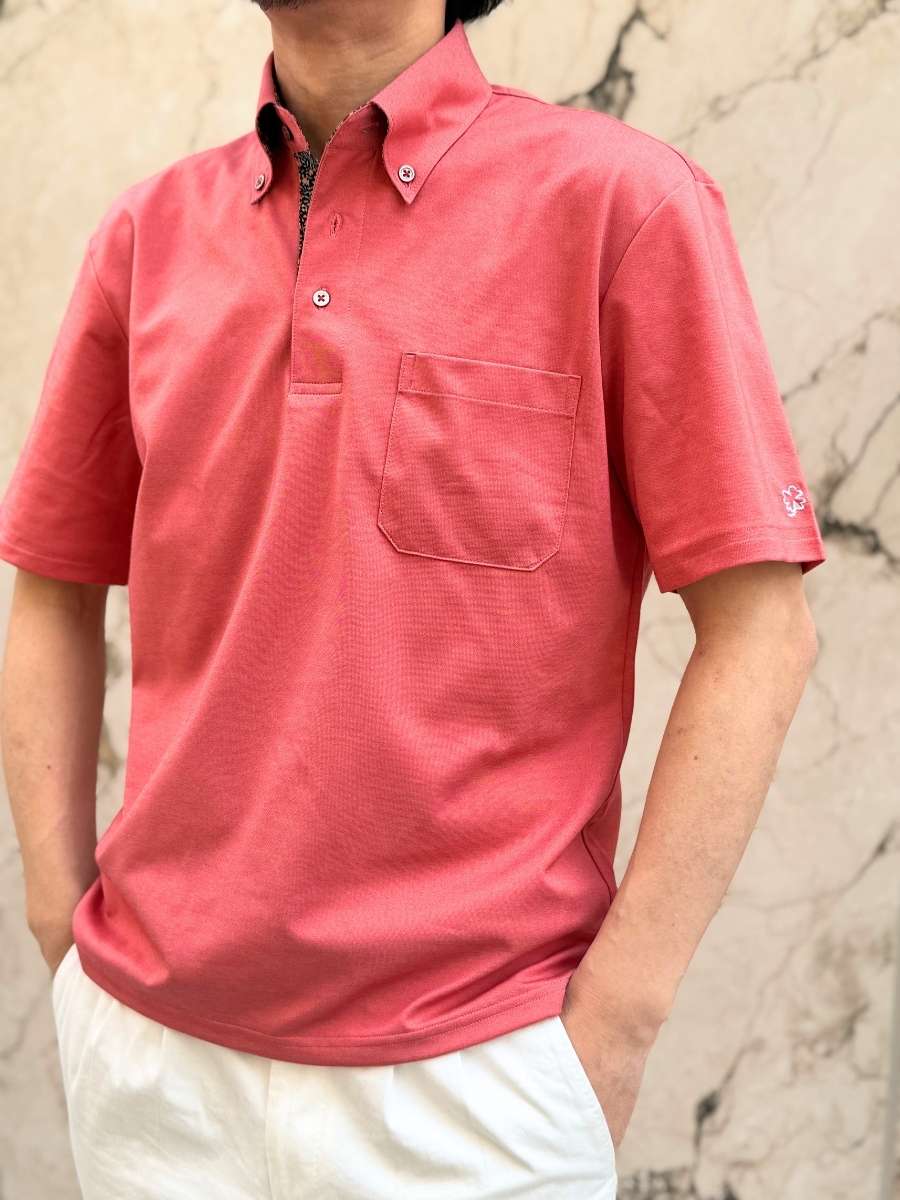 【半袖 L】ポロシャツ　N326132-1 サーモンレッド