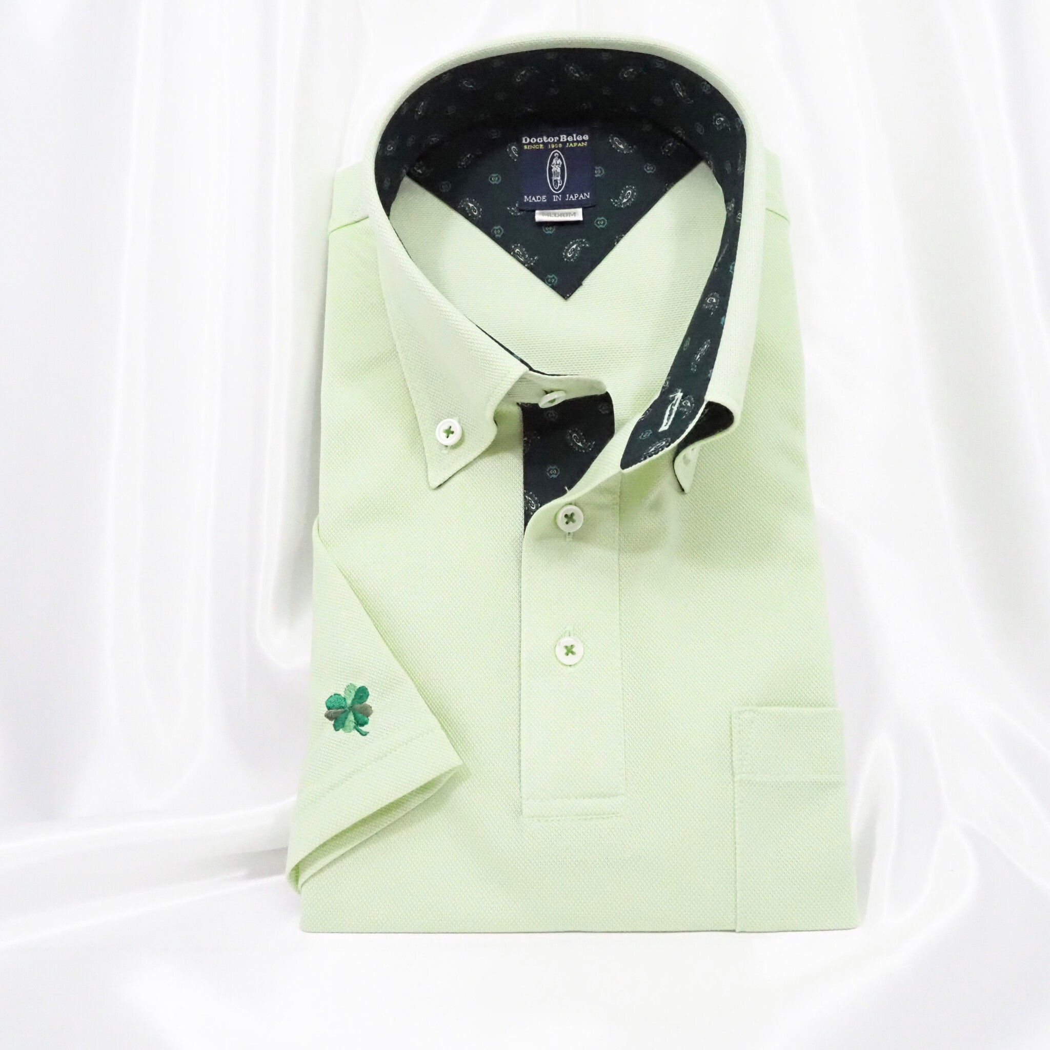 【半袖 L】ニットポロシャツ　324987-2　ライトグリーン