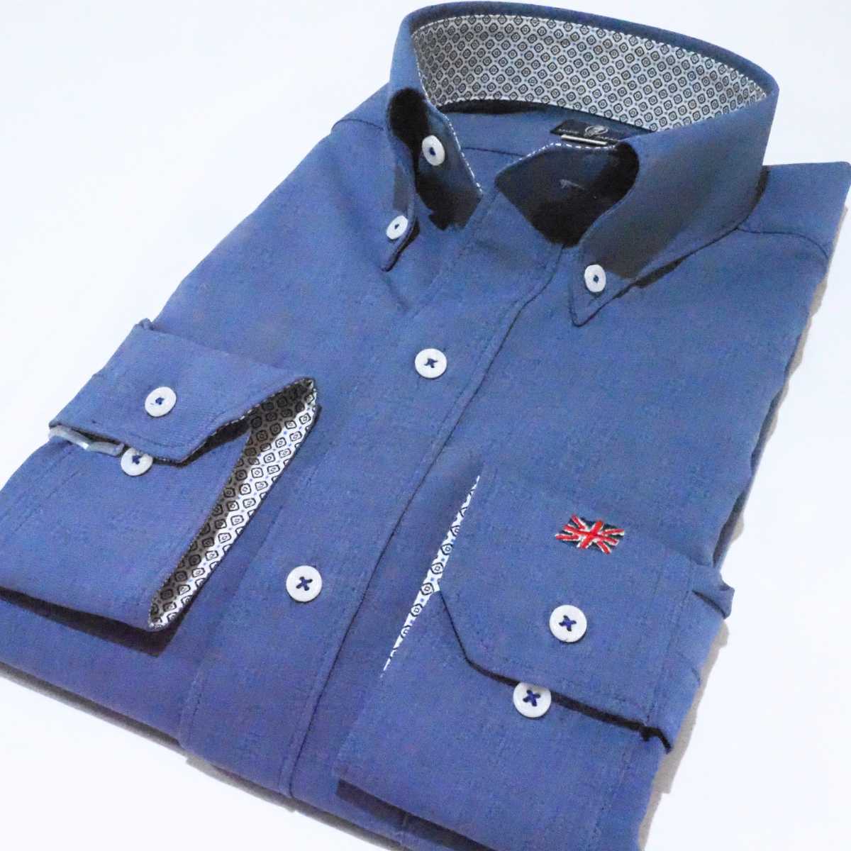 【メランジポリ M】ビジネスカジュアルシャツ長袖　N326105-2