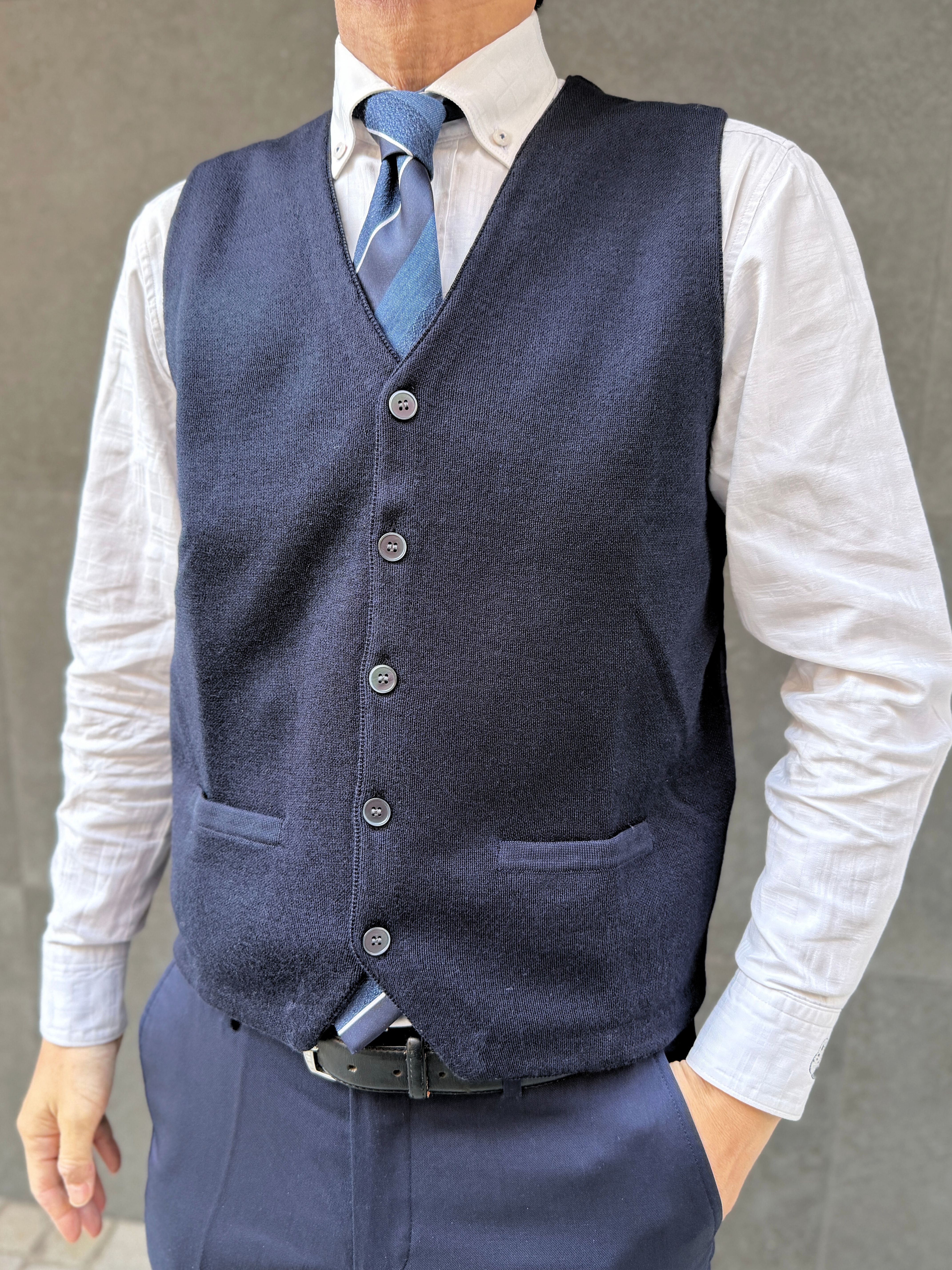 【オリジナルニットベスト L】ネイビー KN5103-25DB-3