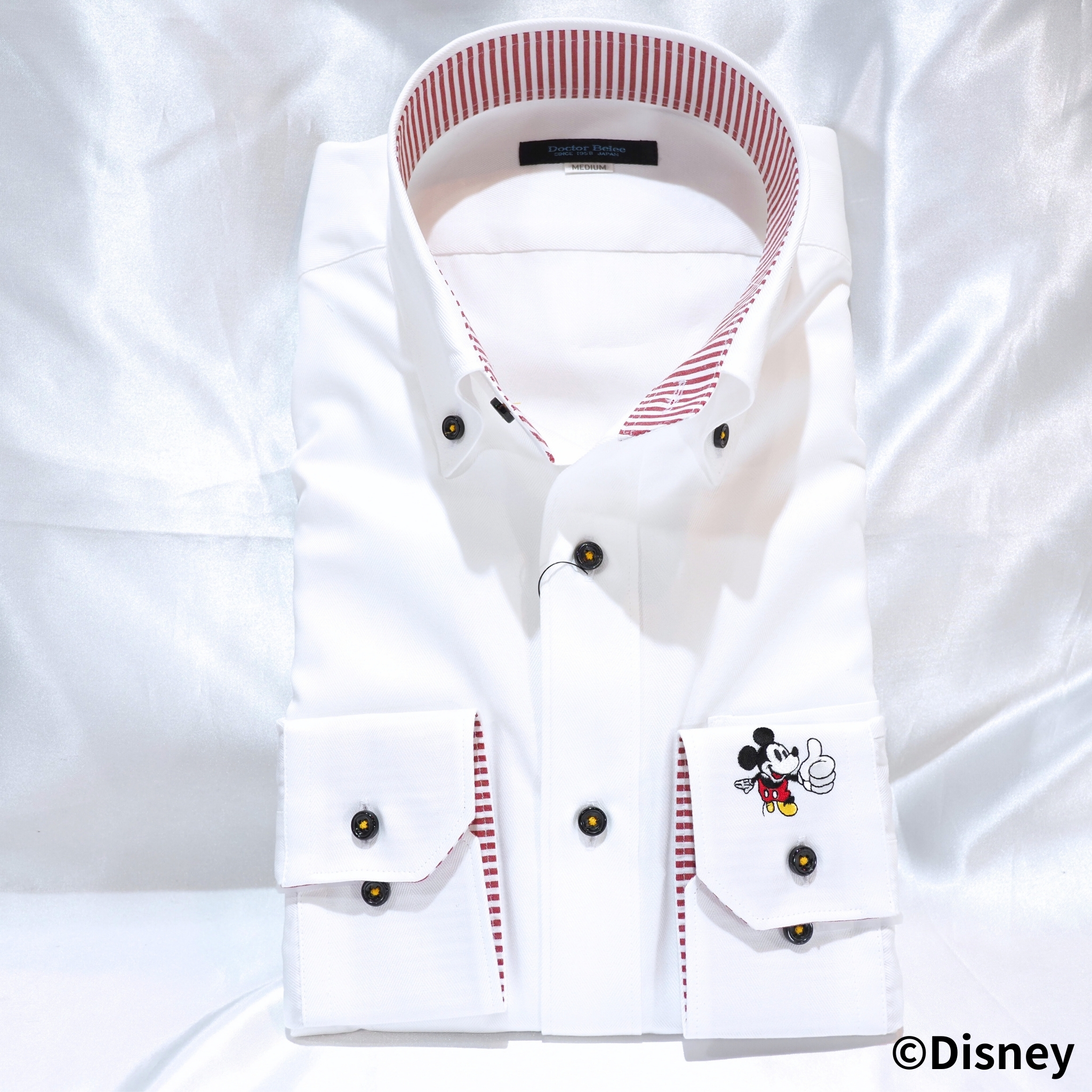 【Disney／ミッキー】刺繍ワイシャツ Sサイズ