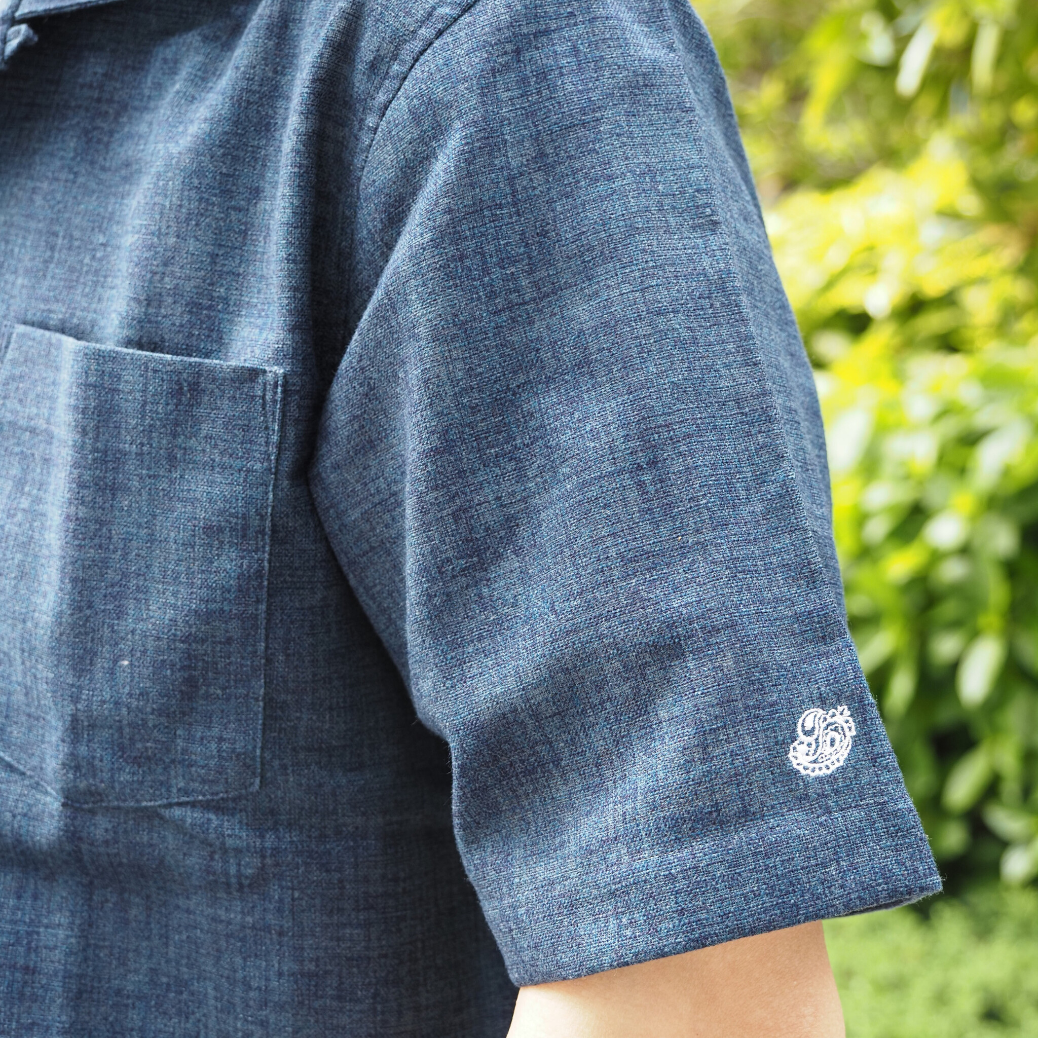 【開襟シャツ 半袖 LL】 N325108 ネイビー