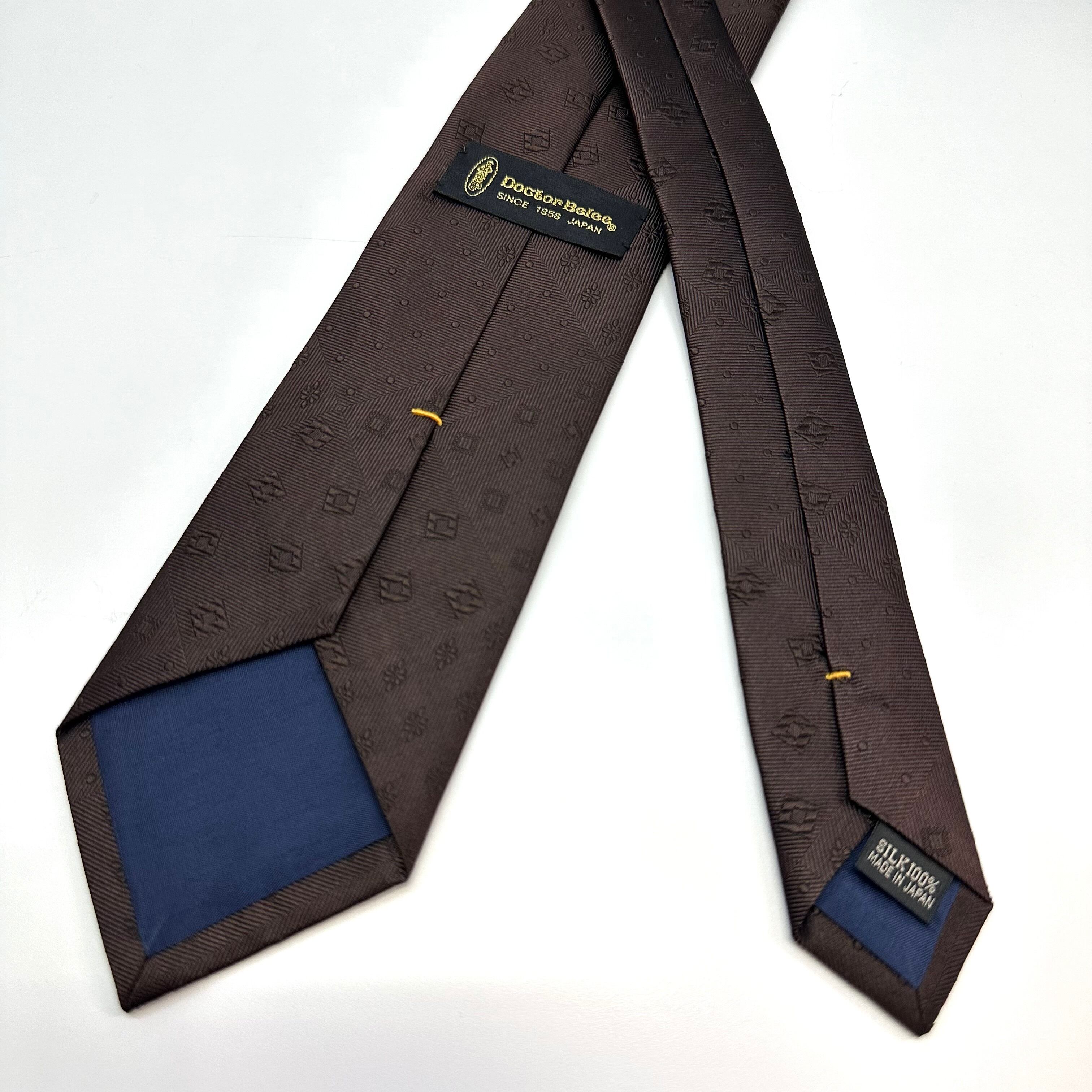 パッチワーク風ソリッドタイ【ブラウン】