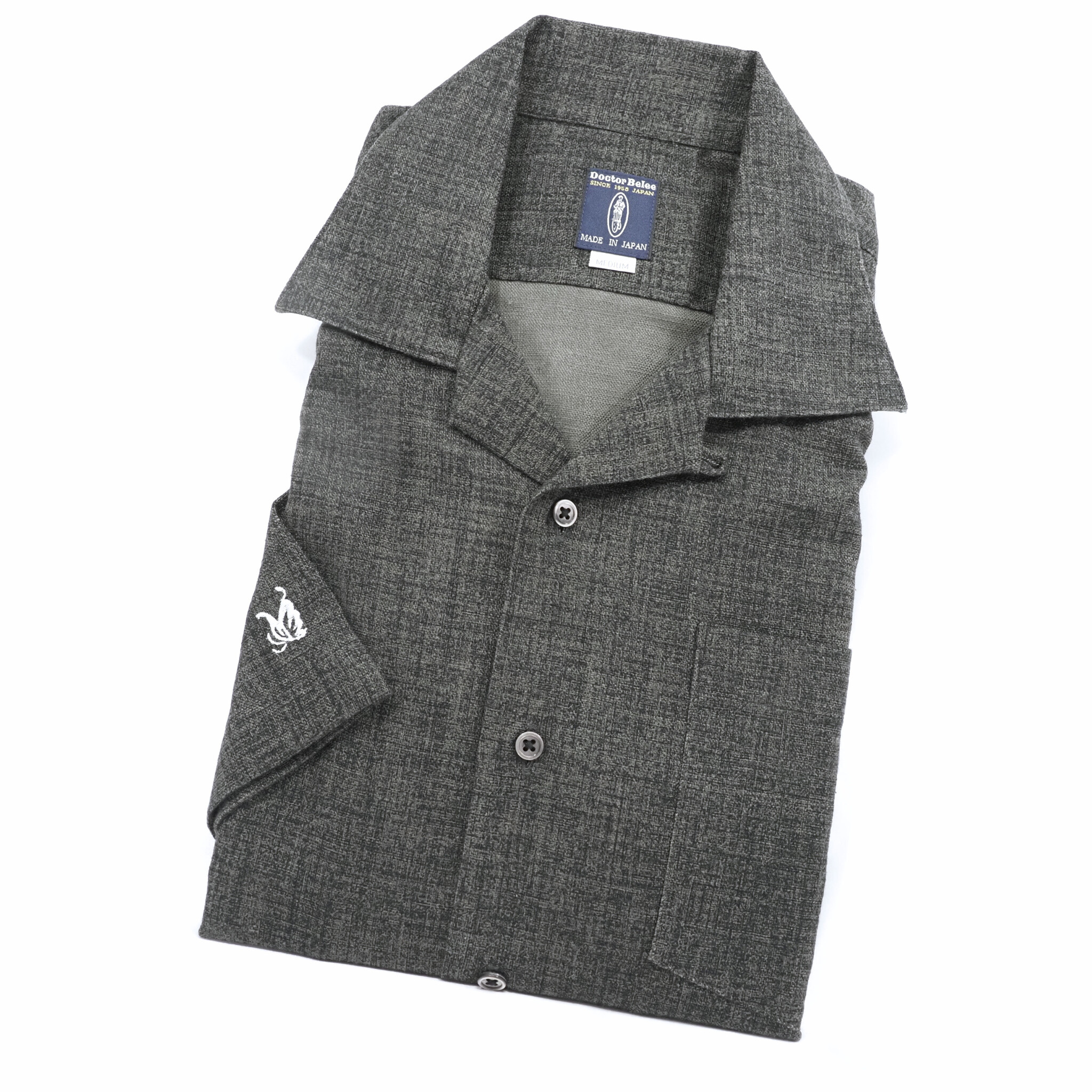 【開襟シャツ 半袖 L】 N325105 ダークグレー